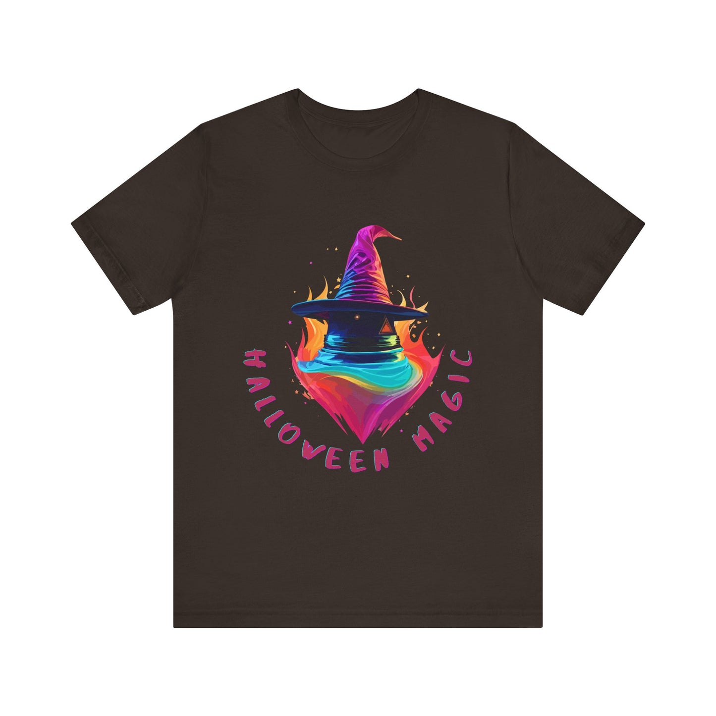 Whimsical Witch's Hat: Pop Art Neon Glow T-Shirt | Halloween Vibes Tee