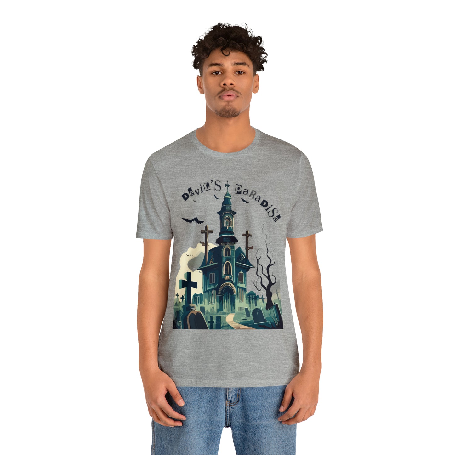 Solemn Haunted Graveyard: Pointillism T-Shirt | Halloween Vibes Tee