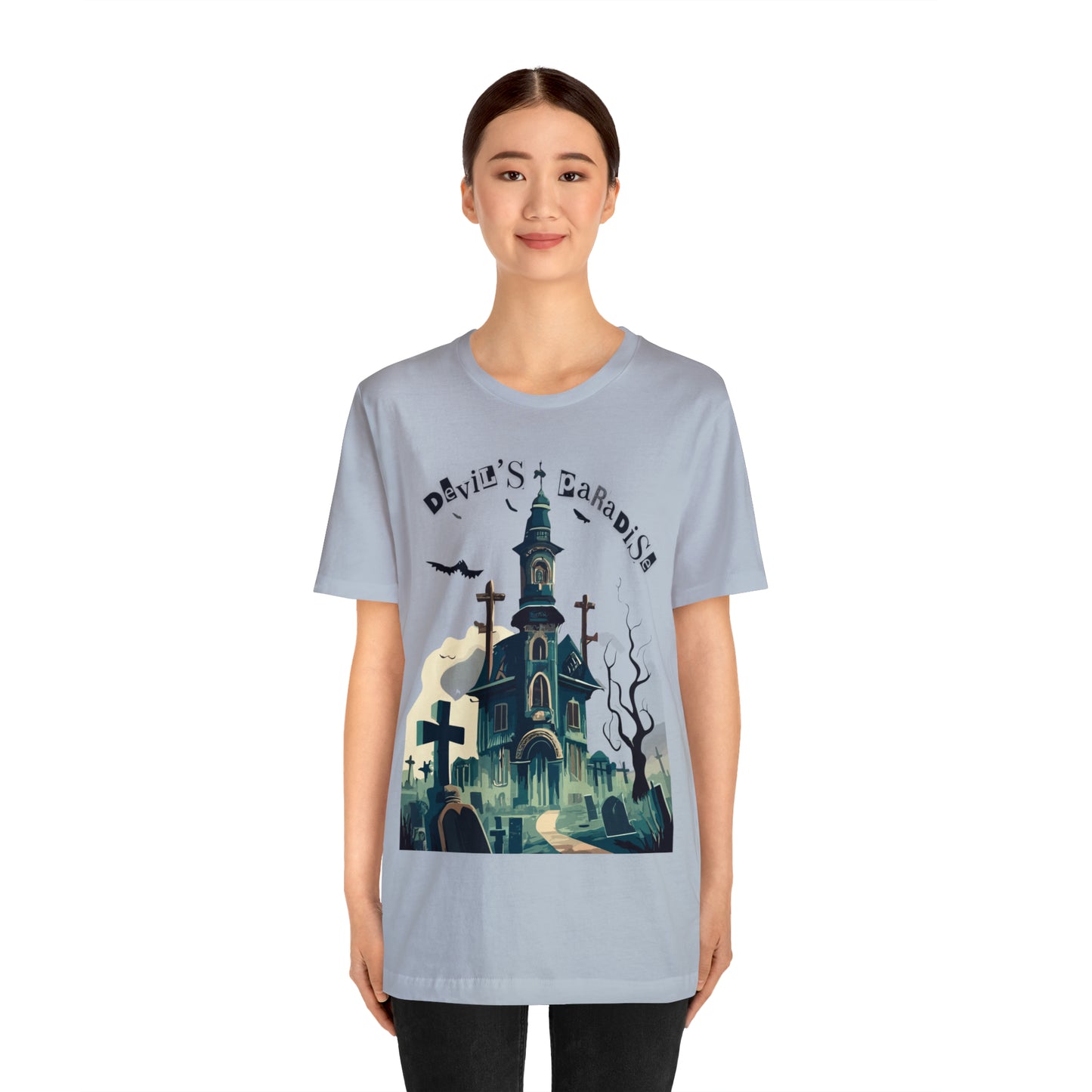 Solemn Haunted Graveyard: Pointillism T-Shirt | Halloween Vibes Tee