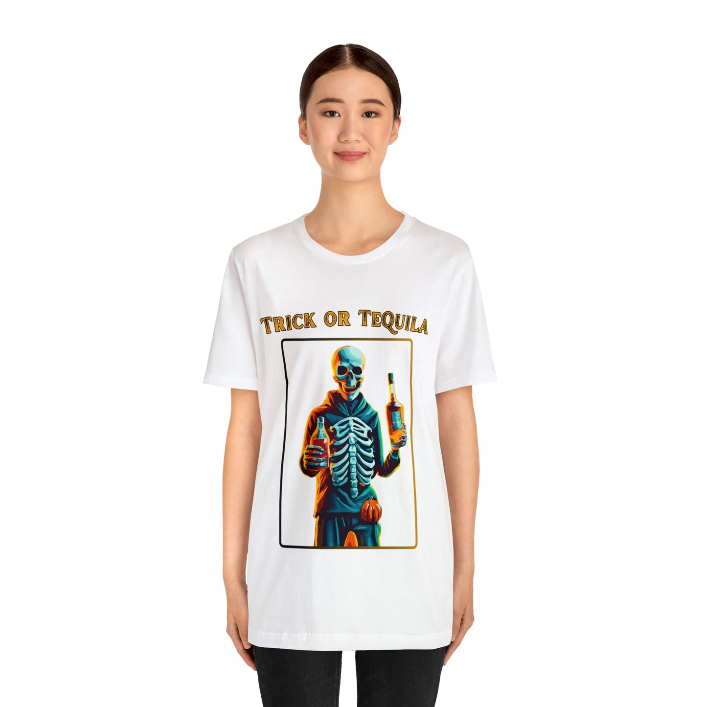 Spooky Skeleton: Trick or Tequila Halloween T-Shirt | Halloween Vibes Tee