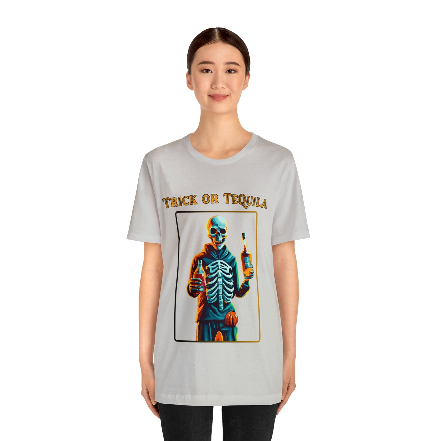 Spooky Skeleton: Trick or Tequila Halloween T-Shirt | Halloween Vibes Tee