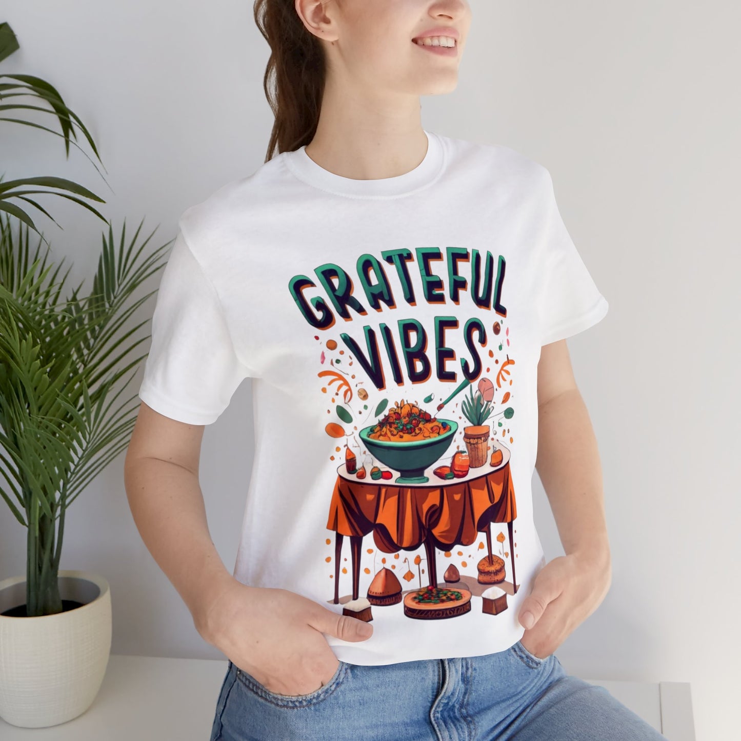 Grateful Vibes Gathering: Family Feast Unisex Tee | Festive Thanksgiving T-Shirts by Be Like No One (BLN1) - The Store