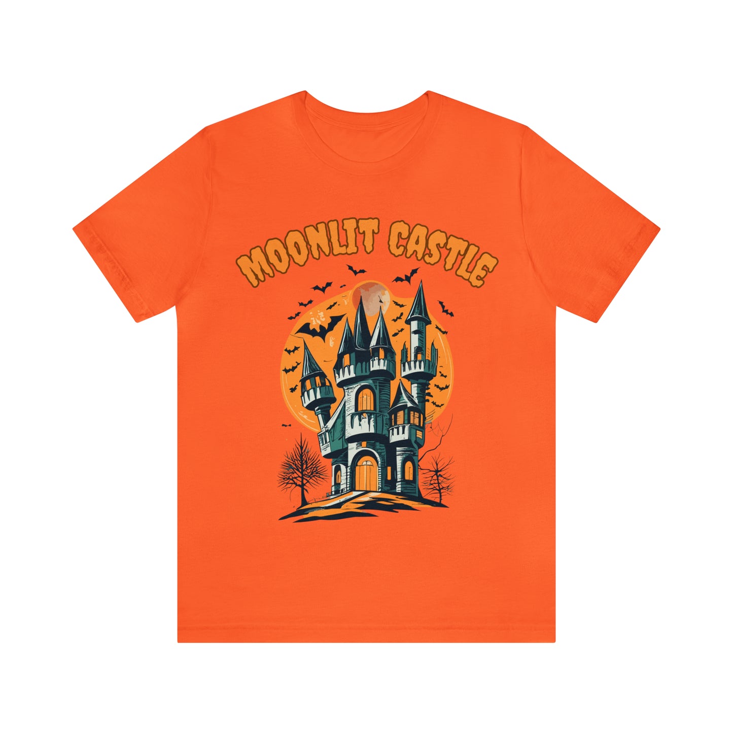 Moonlit Haunted Castle: Eerie Atmosphere T-Shirt | Halloween Vibes Tee