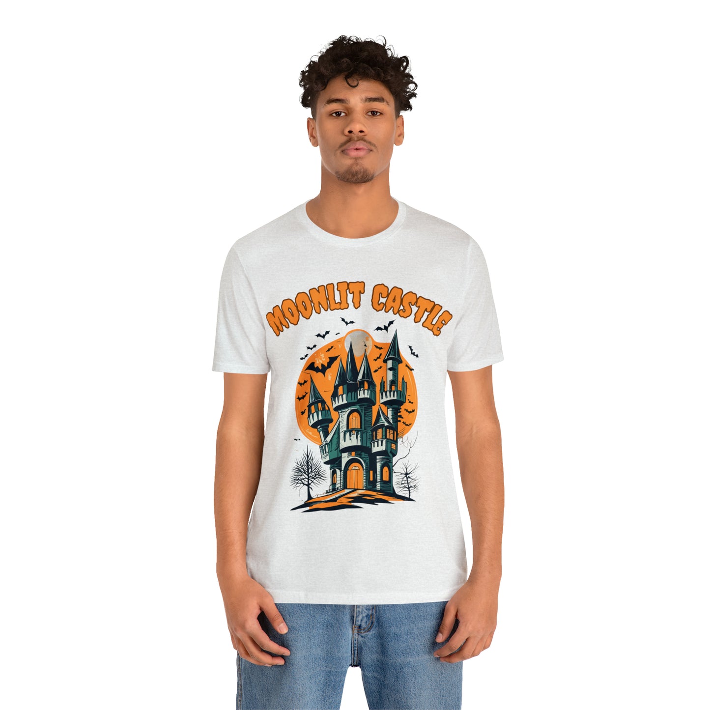 Moonlit Haunted Castle: Eerie Atmosphere T-Shirt | Halloween Vibes Tee