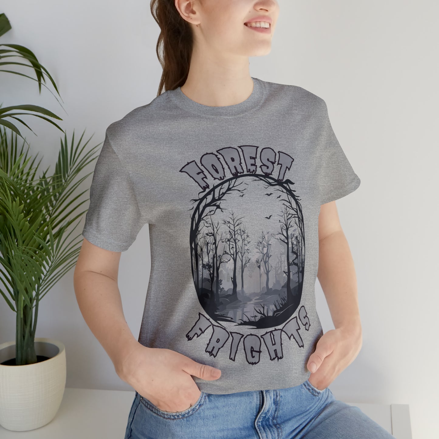 Mysterious Spooky Forest Silhouette T-Shirt | Halloween Vibes Tee