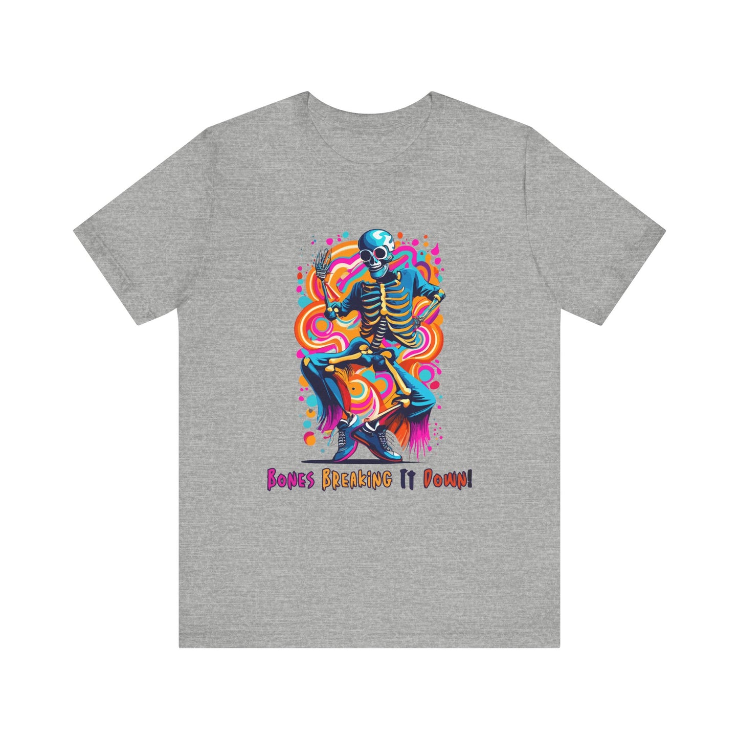 Festive Skeleton Dance: Cubist Abstraction T-Shirt | Halloween Vibes Tee