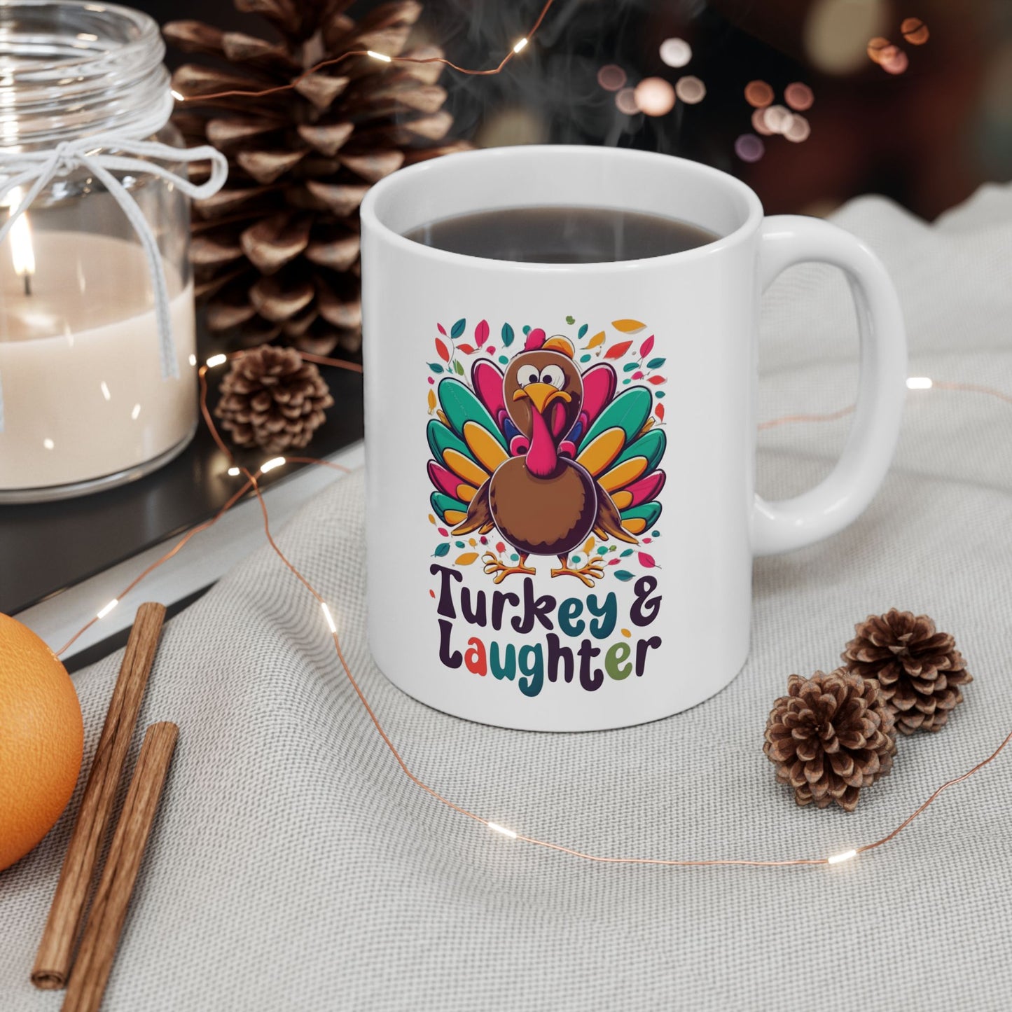 Turkey & Laughter: Thanksgiving Fun Mug | Gobble Giggles Mugs by Be Like No One (BLN1) - The Store