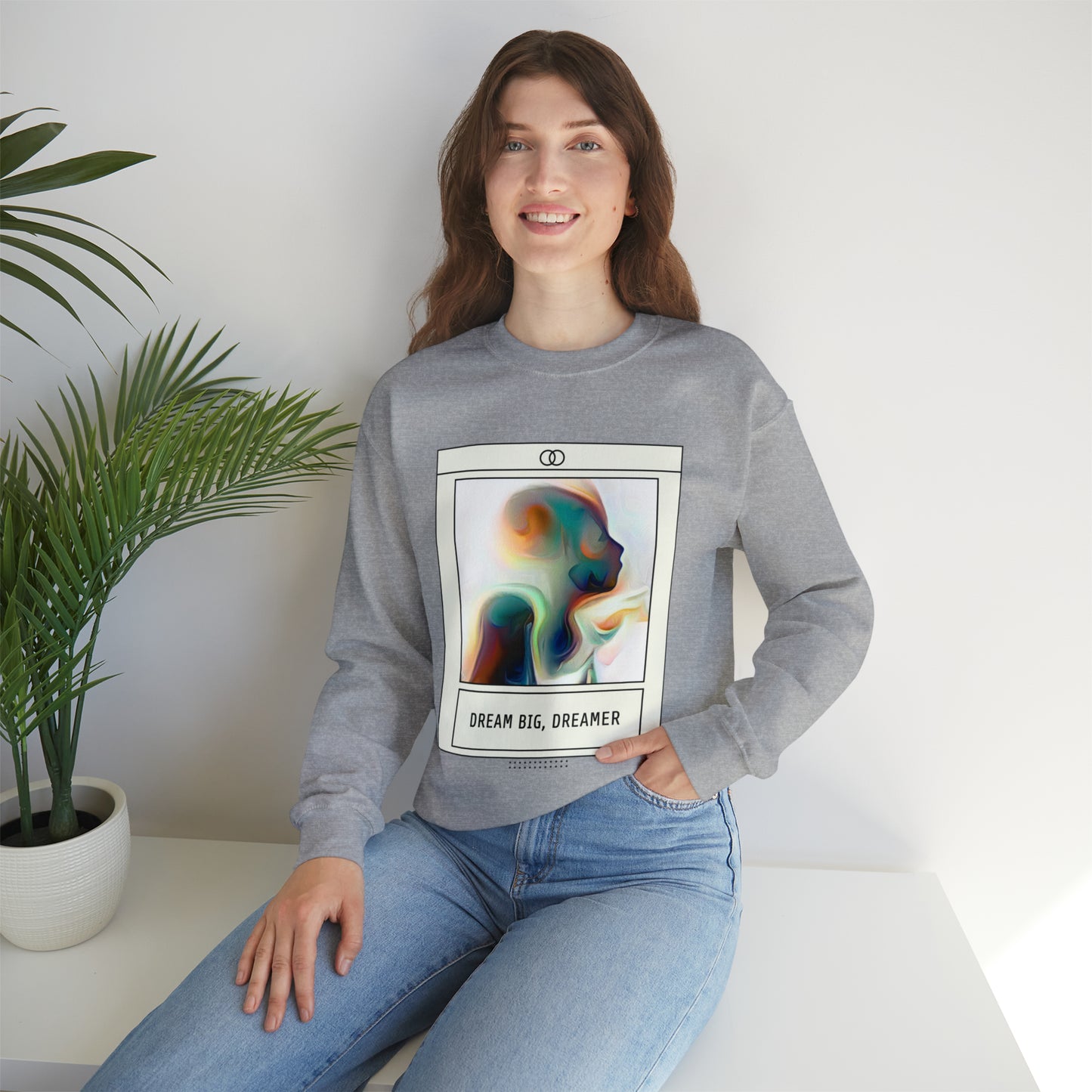 Vivid Reverie Sweatshirt | Abstract Dreamer Unisex Sweatshirt with Vibrant Shapes