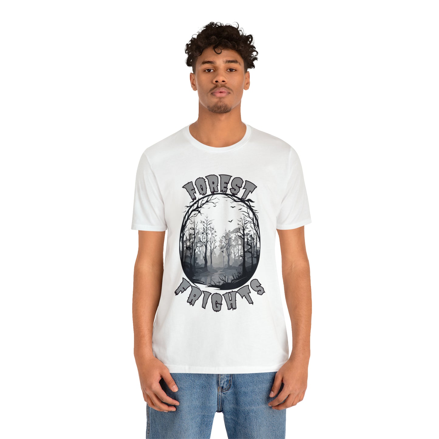 Mysterious Spooky Forest Silhouette T-Shirt | Halloween Vibes Tee