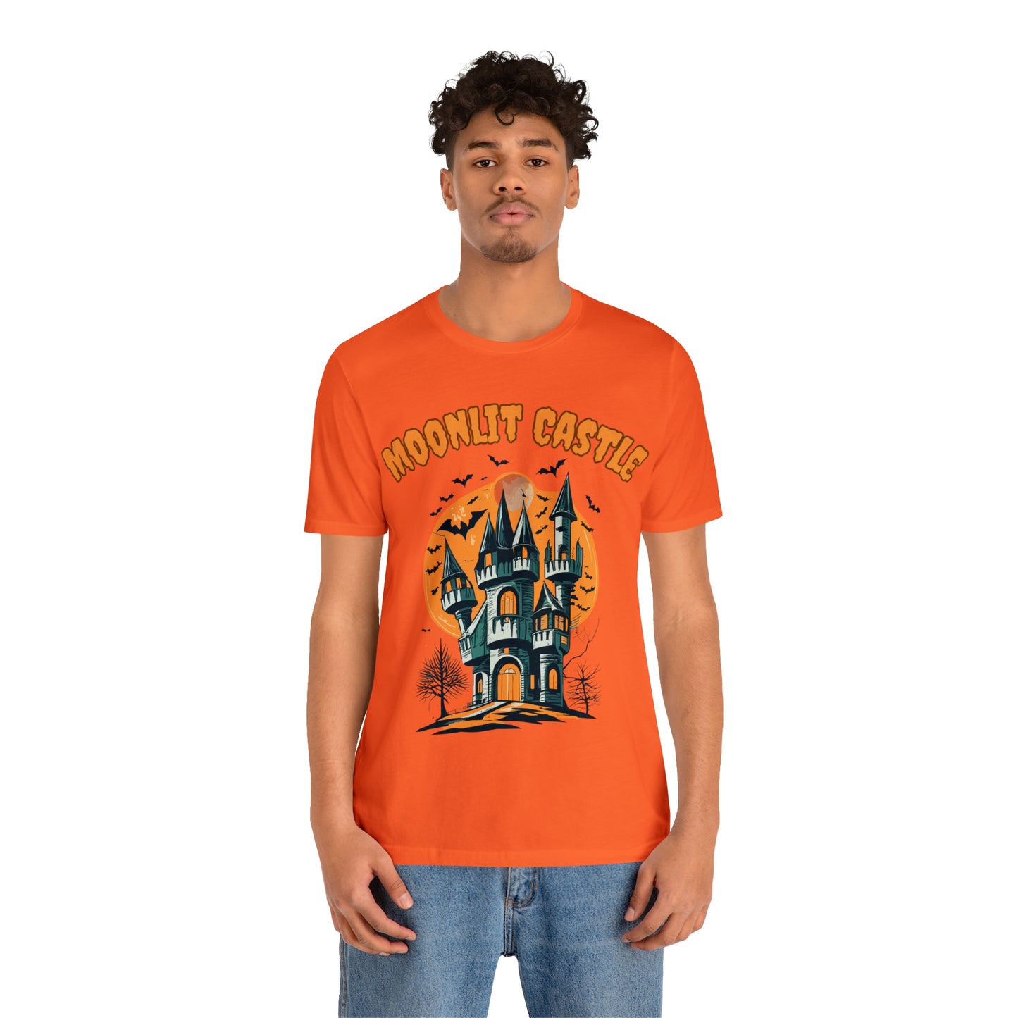 Moonlit Haunted Castle: Eerie Atmosphere T-Shirt | Halloween Vibes Tee