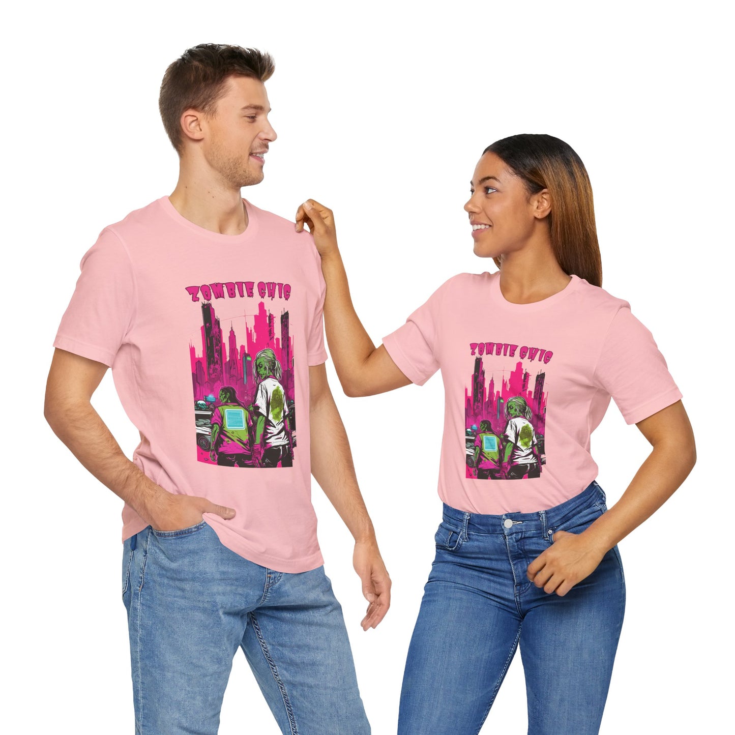 Cyberpunk Zombie Apocalypse: Dystopian Neon Cityscape T-Shirt | Halloween Vibes Tee