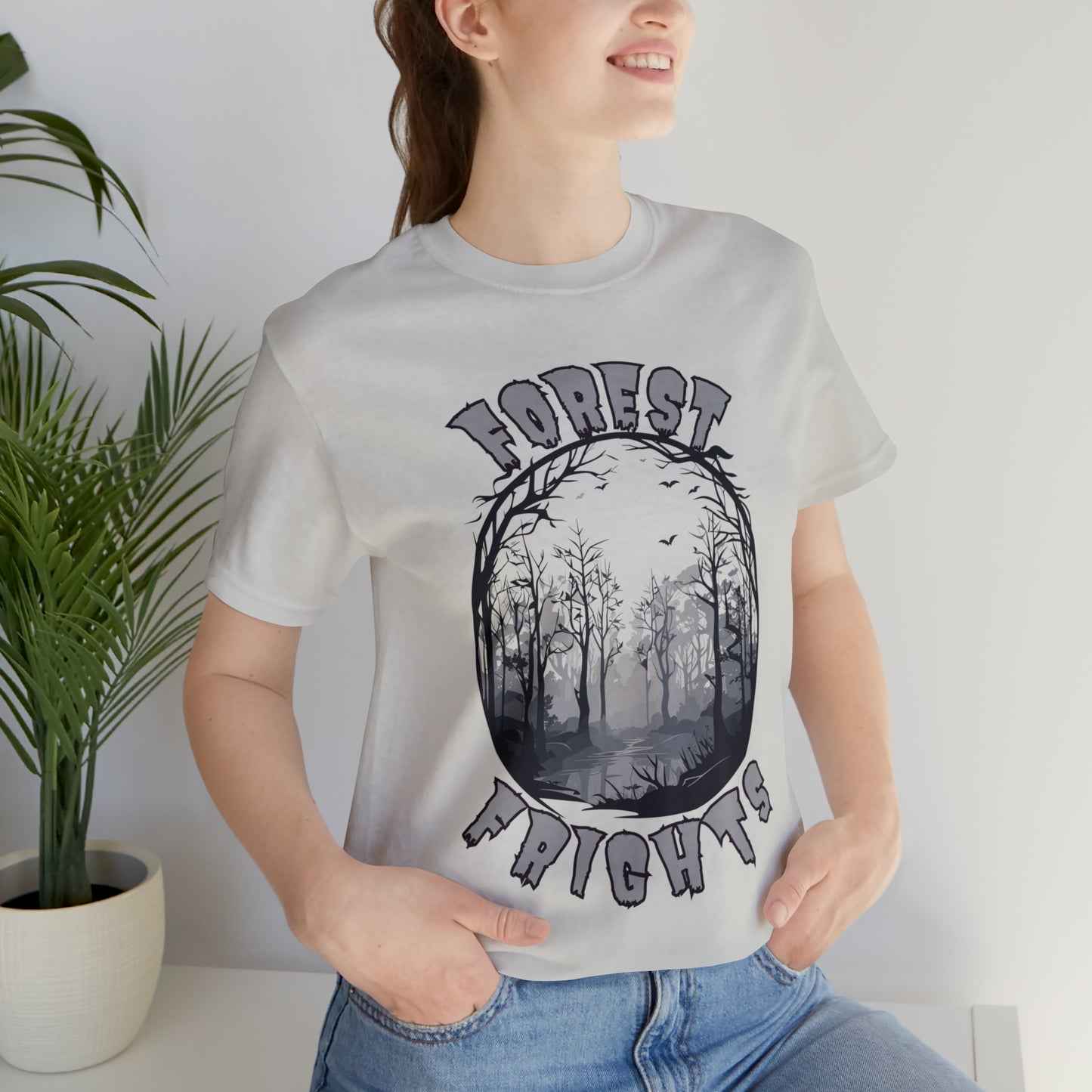 Mysterious Spooky Forest Silhouette T-Shirt | Halloween Vibes Tee