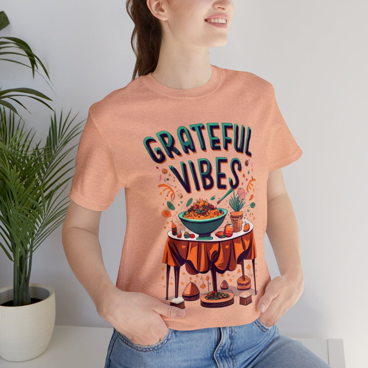 Grateful Vibes Gathering: Family Feast Unisex Tee | Festive Thanksgiving T-Shirts by Be Like No One (BLN1) - The Store