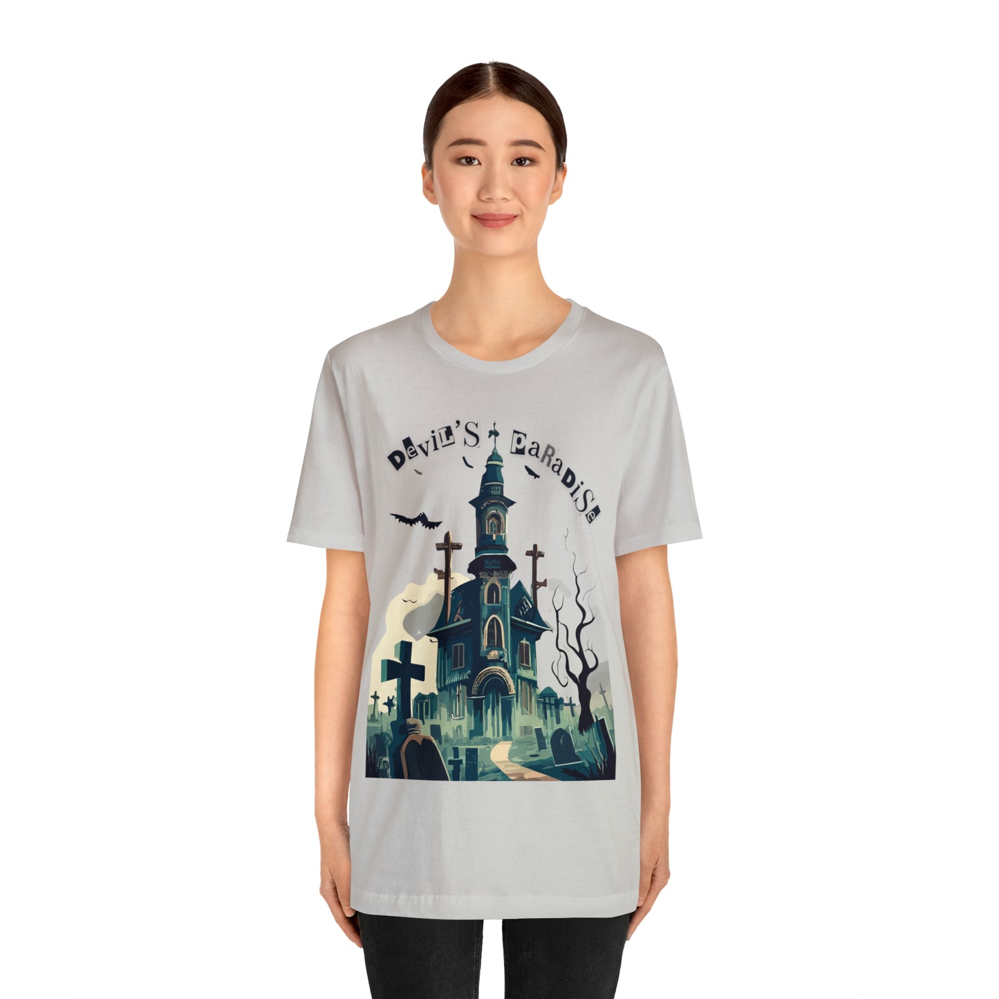 Solemn Haunted Graveyard: Pointillism T-Shirt | Halloween Vibes Tee