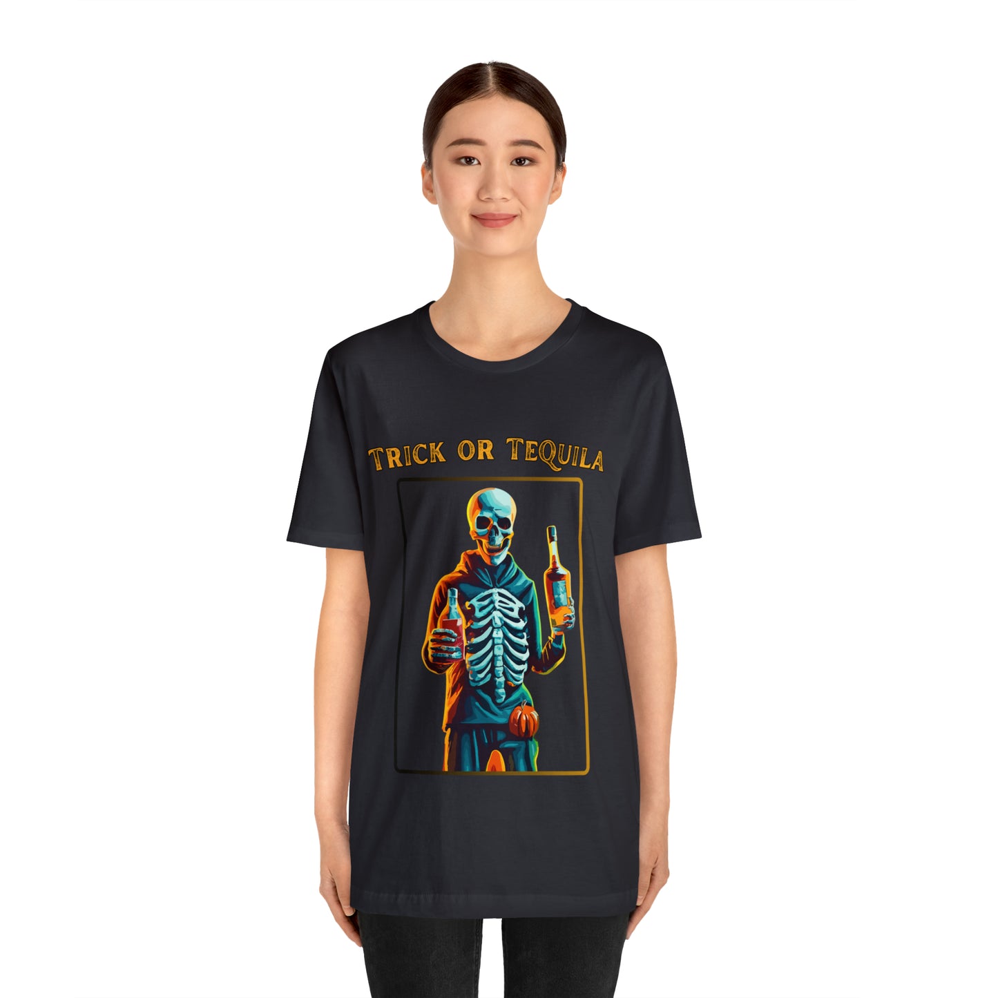 Spooky Skeleton: Trick or Tequila Halloween T-Shirt | Halloween Vibes Tee