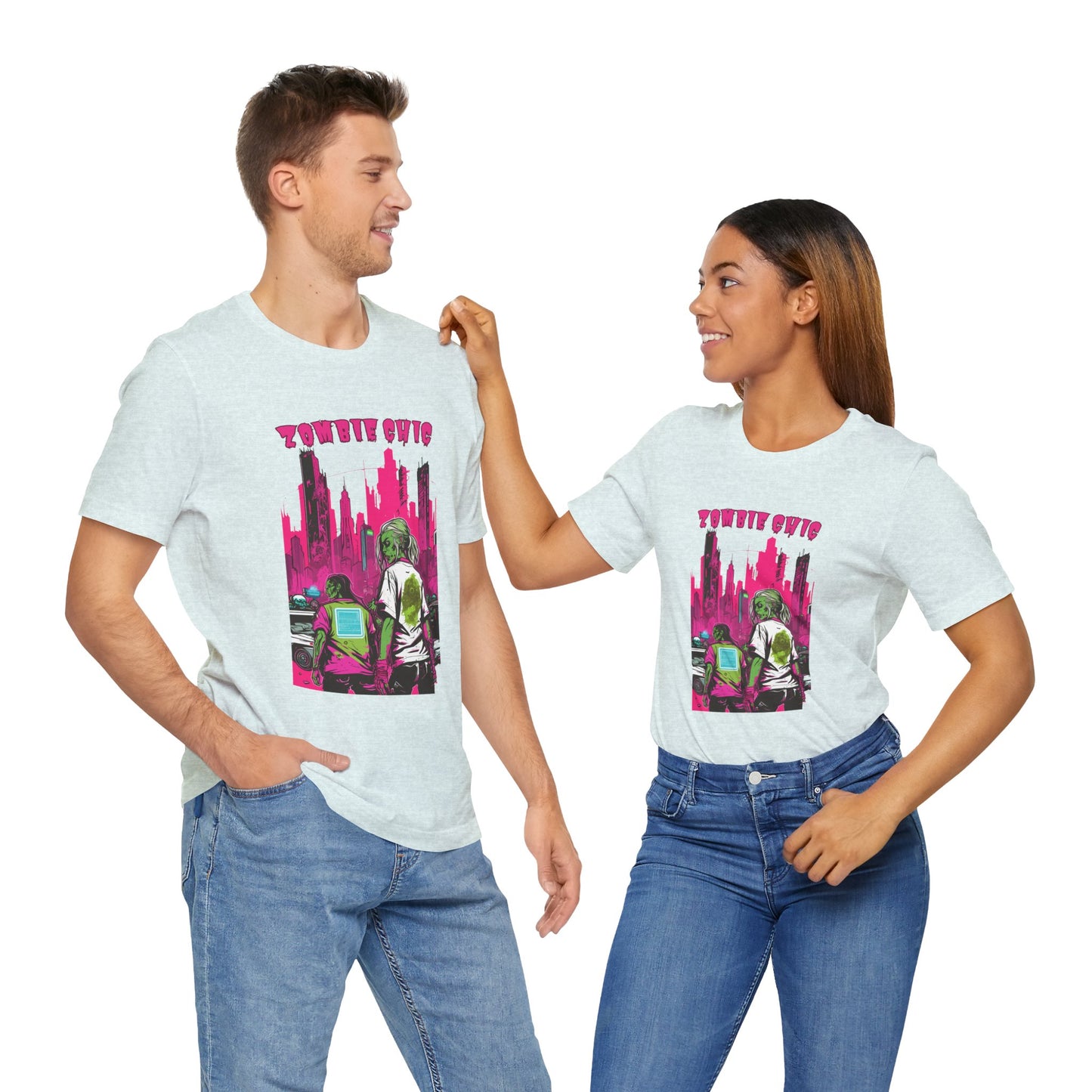 Cyberpunk Zombie Apocalypse: Dystopian Neon Cityscape T-Shirt | Halloween Vibes Tee