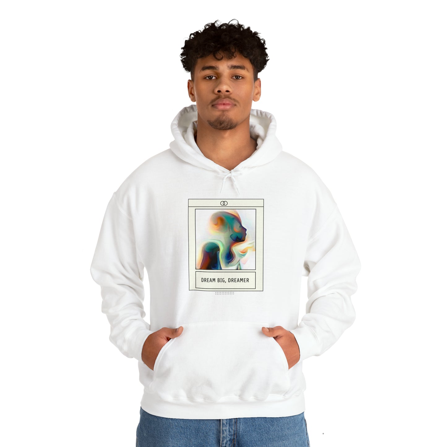 Vivid Reverie: Abstract Dreamer Unisex Hoodie with Vibrant Shapes | Artistic Vision Hoodies