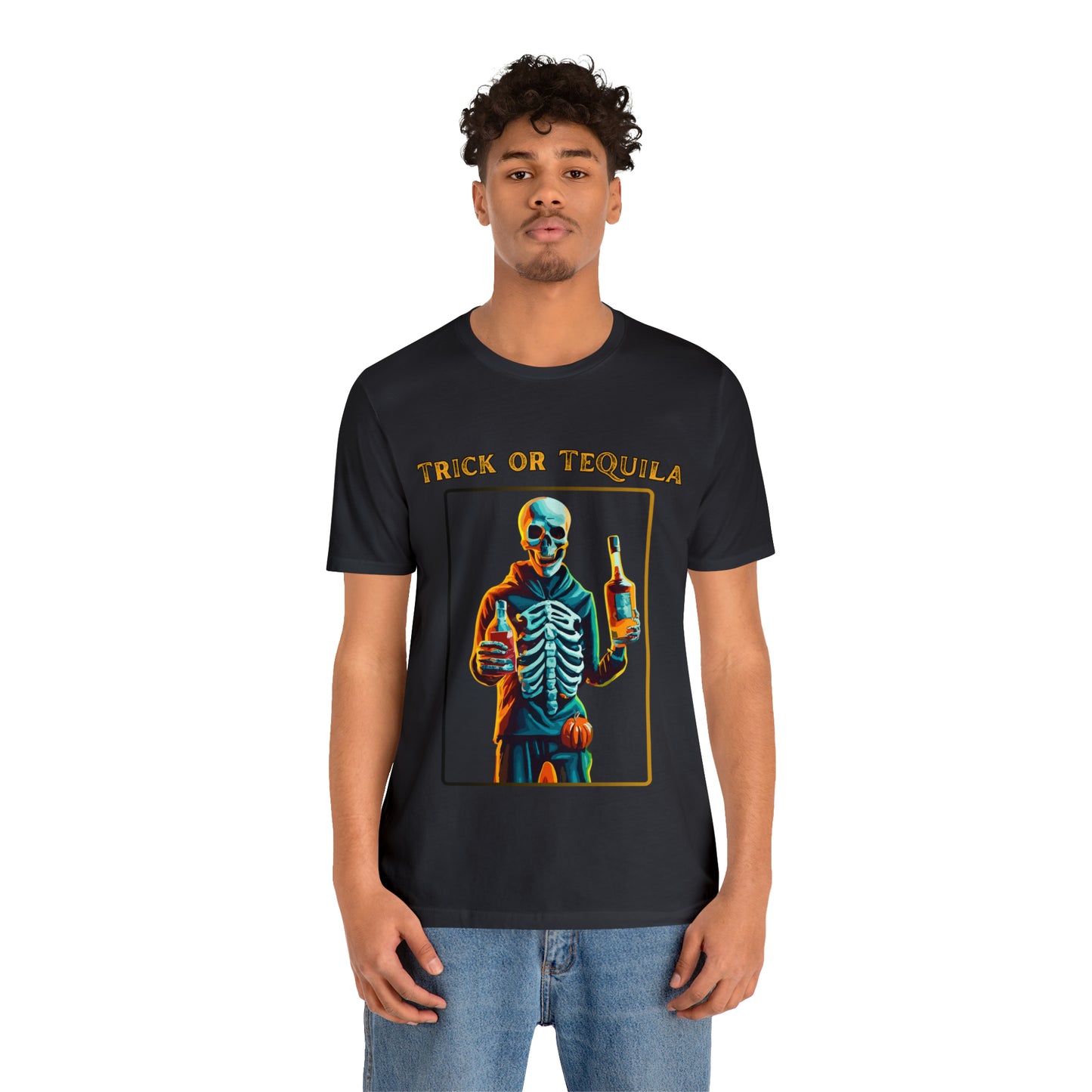 Spooky Skeleton: Trick or Tequila Halloween T-Shirt | Halloween Vibes Tee