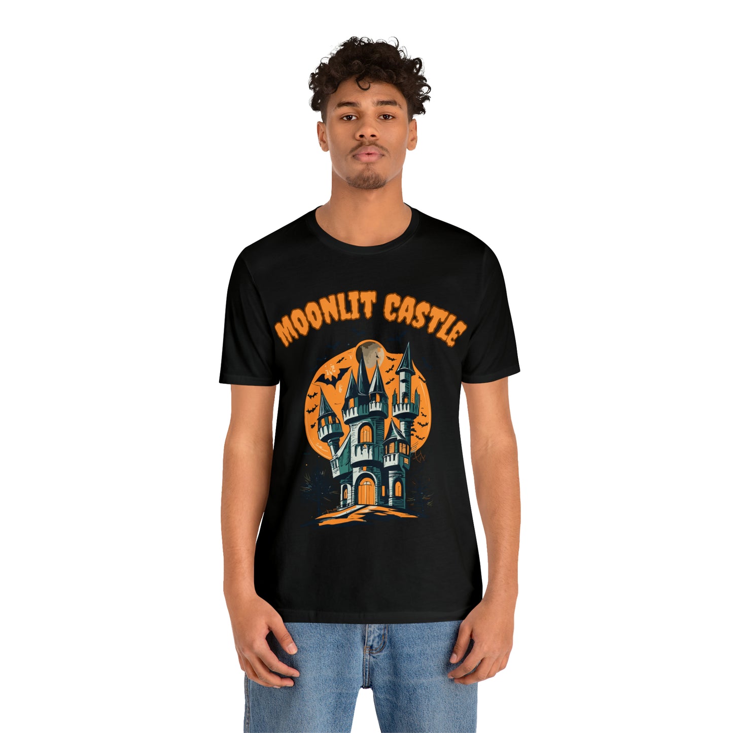 Moonlit Haunted Castle: Eerie Atmosphere T-Shirt | Halloween Vibes Tee