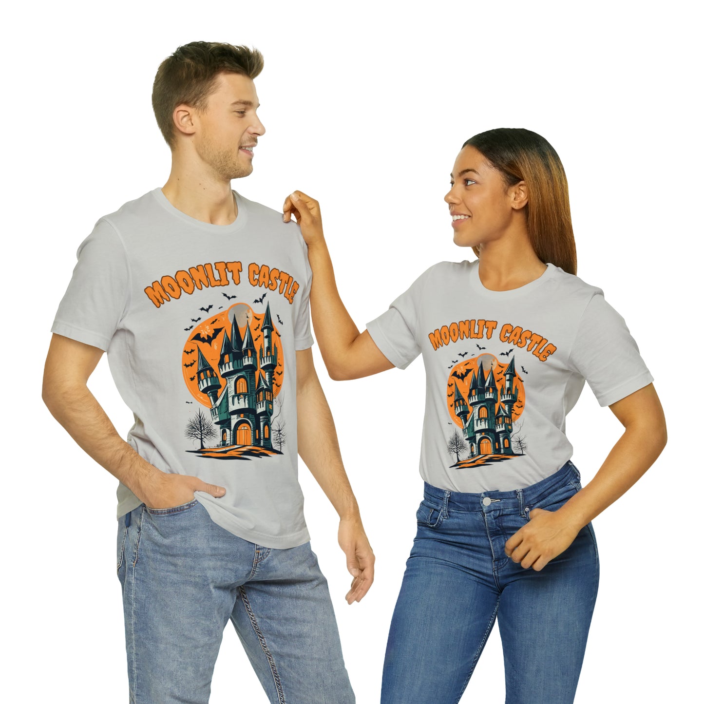 Moonlit Haunted Castle: Eerie Atmosphere T-Shirt | Halloween Vibes Tee