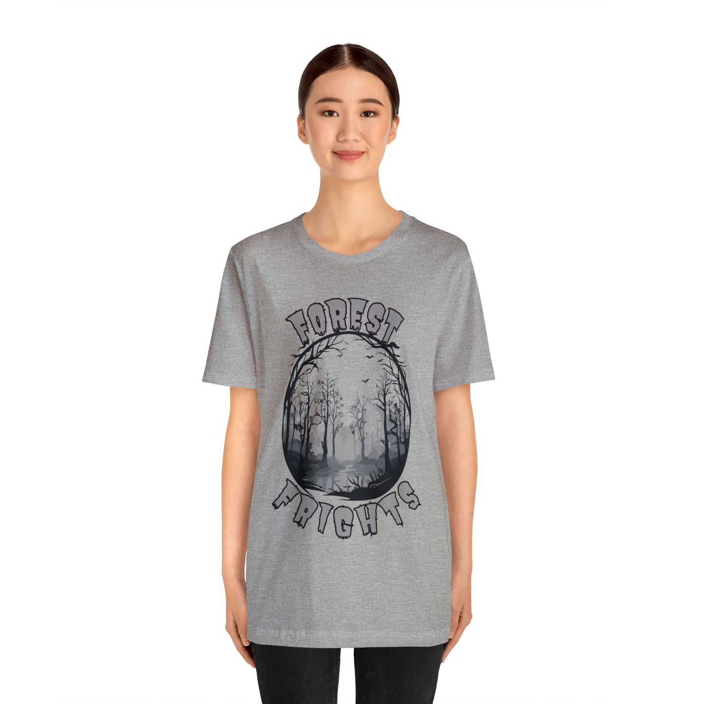 Mysterious Spooky Forest Silhouette T-Shirt | Halloween Vibes Tee