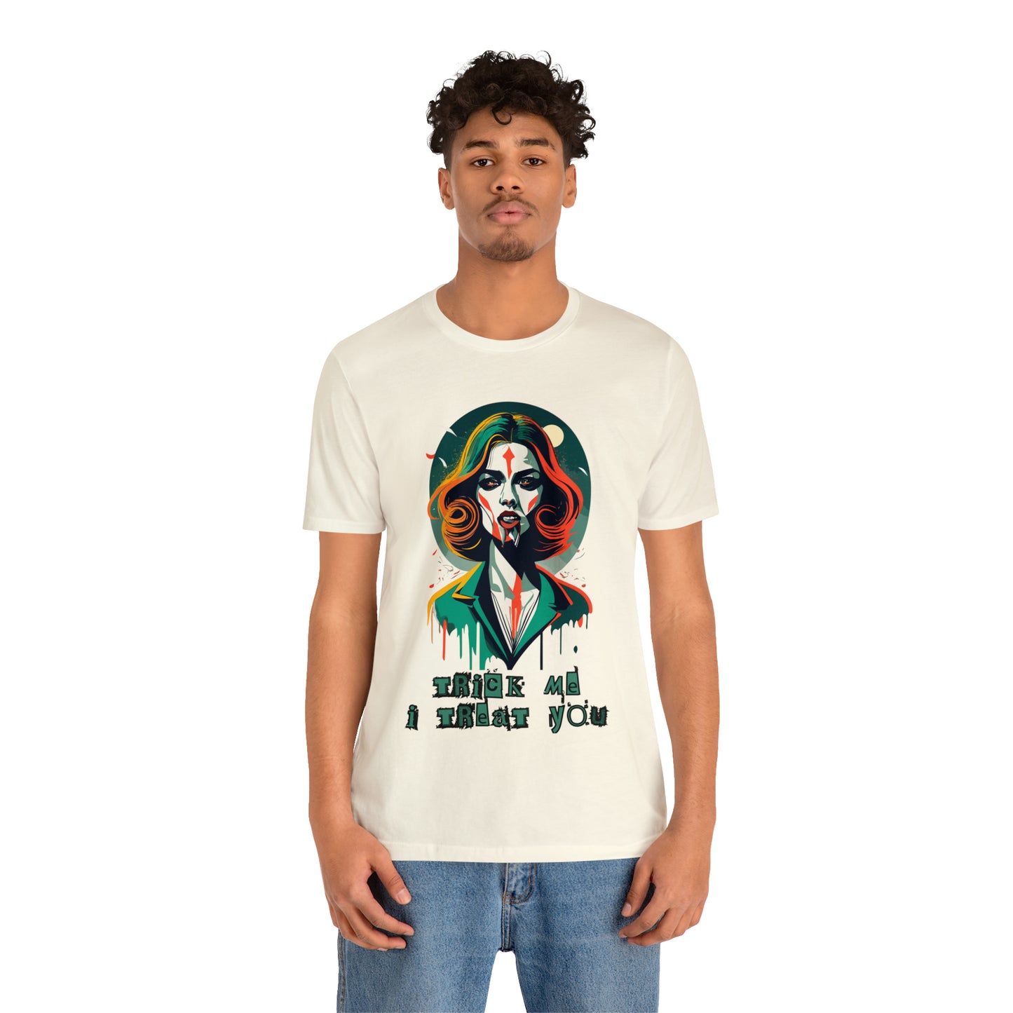 Seductive Vampire Bite: Surrealism Moonlight T-Shirt | Halloween Vibes Tee