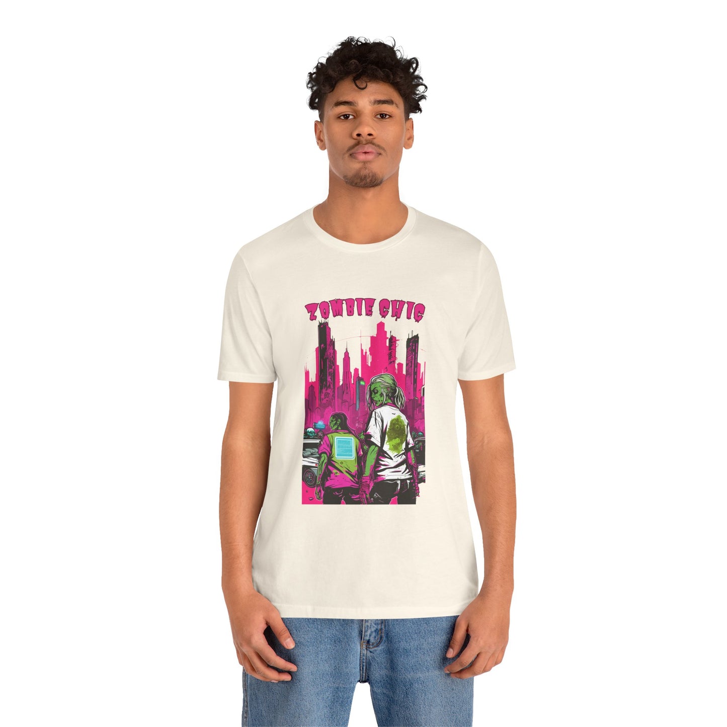 Cyberpunk Zombie Apocalypse: Dystopian Neon Cityscape T-Shirt | Halloween Vibes Tee