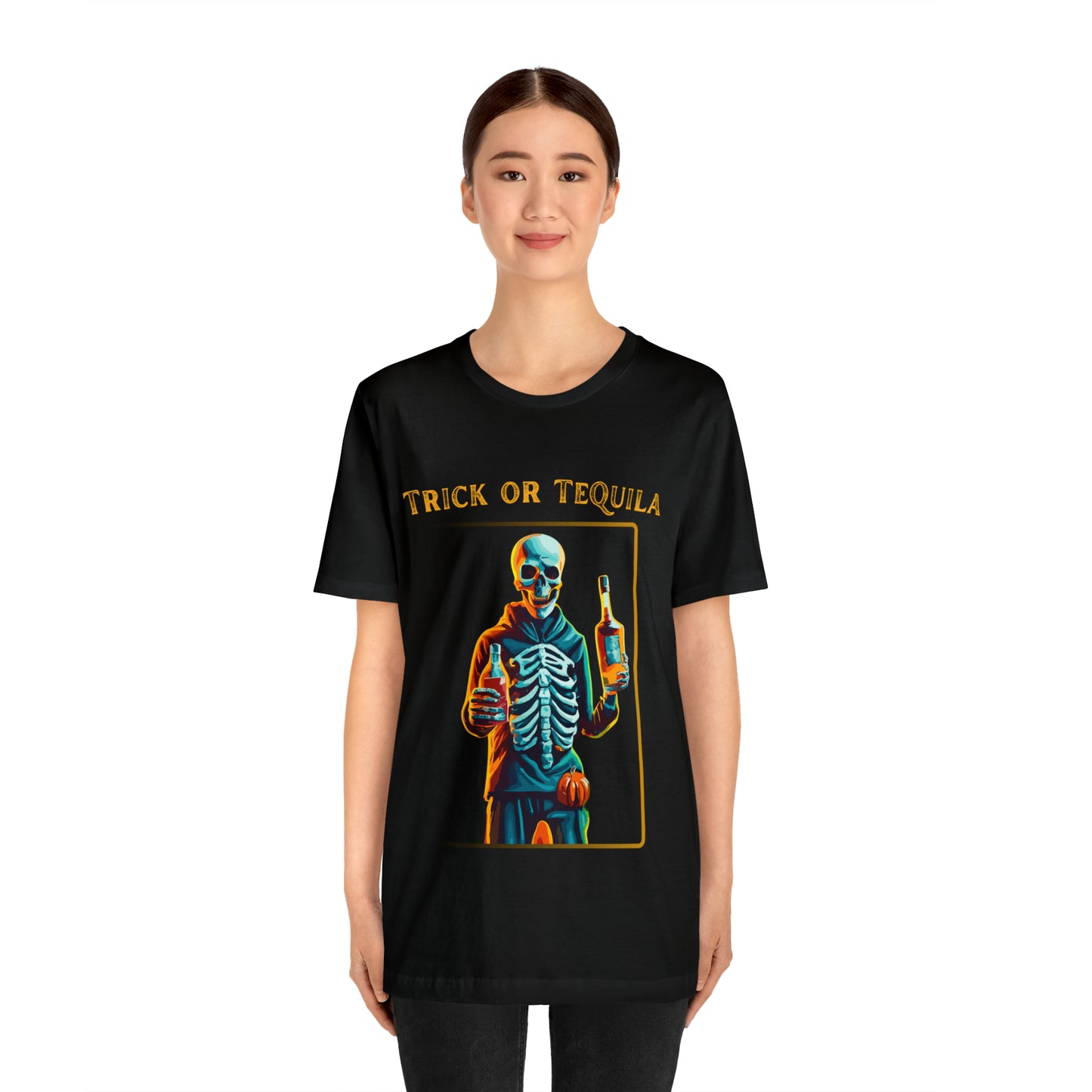 Spooky Skeleton: Trick or Tequila Halloween T-Shirt | Halloween Vibes Tee