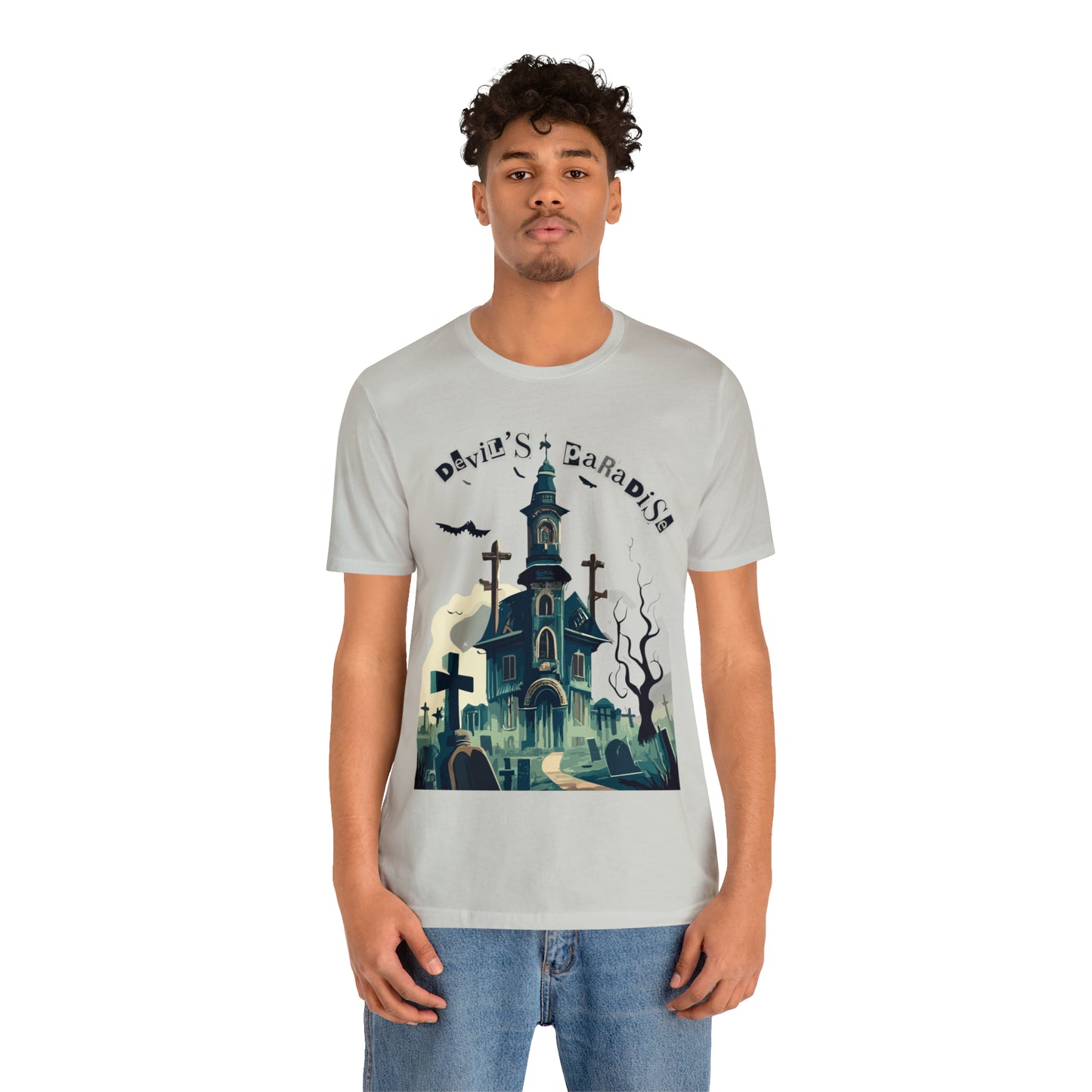 Solemn Haunted Graveyard: Pointillism T-Shirt | Halloween Vibes Tee