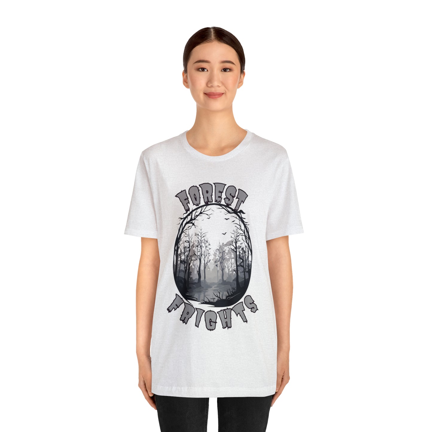 Mysterious Spooky Forest Silhouette T-Shirt | Halloween Vibes Tee