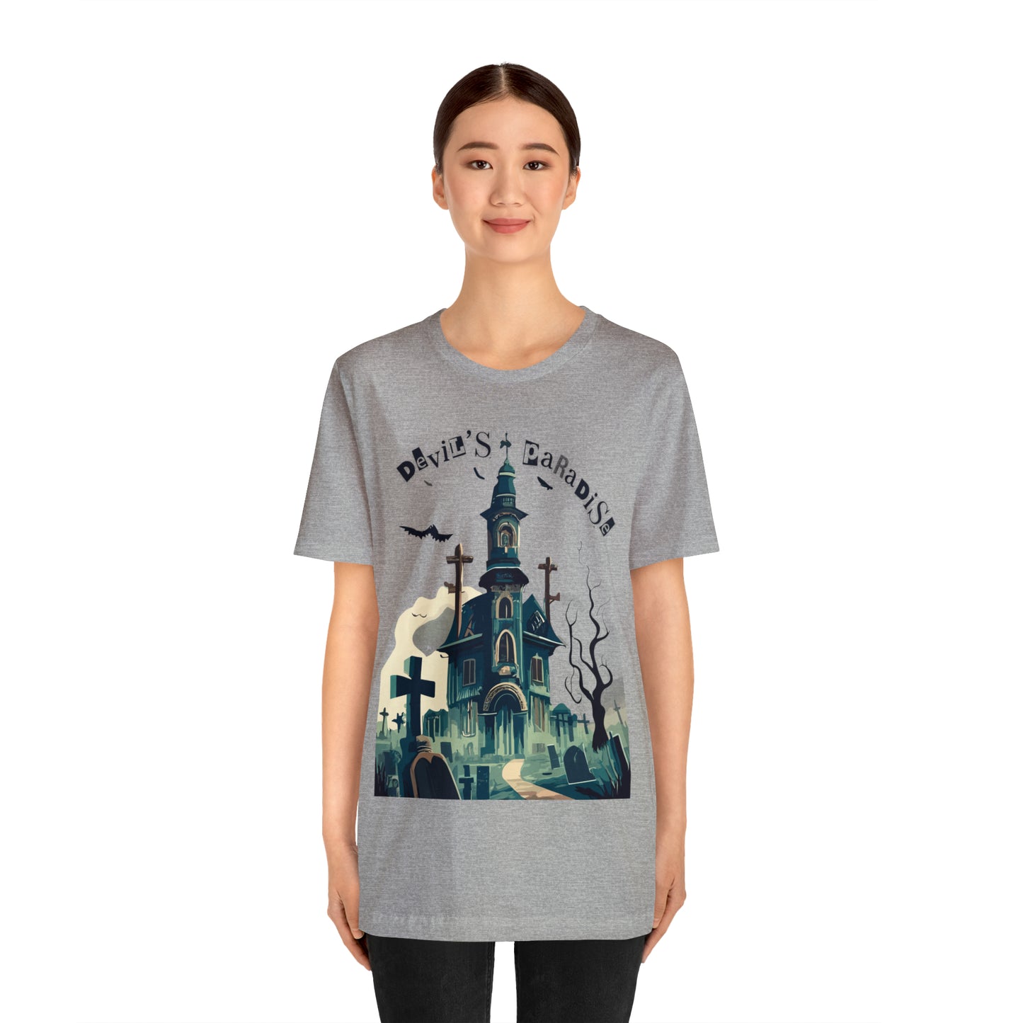 Solemn Haunted Graveyard: Pointillism T-Shirt | Halloween Vibes Tee