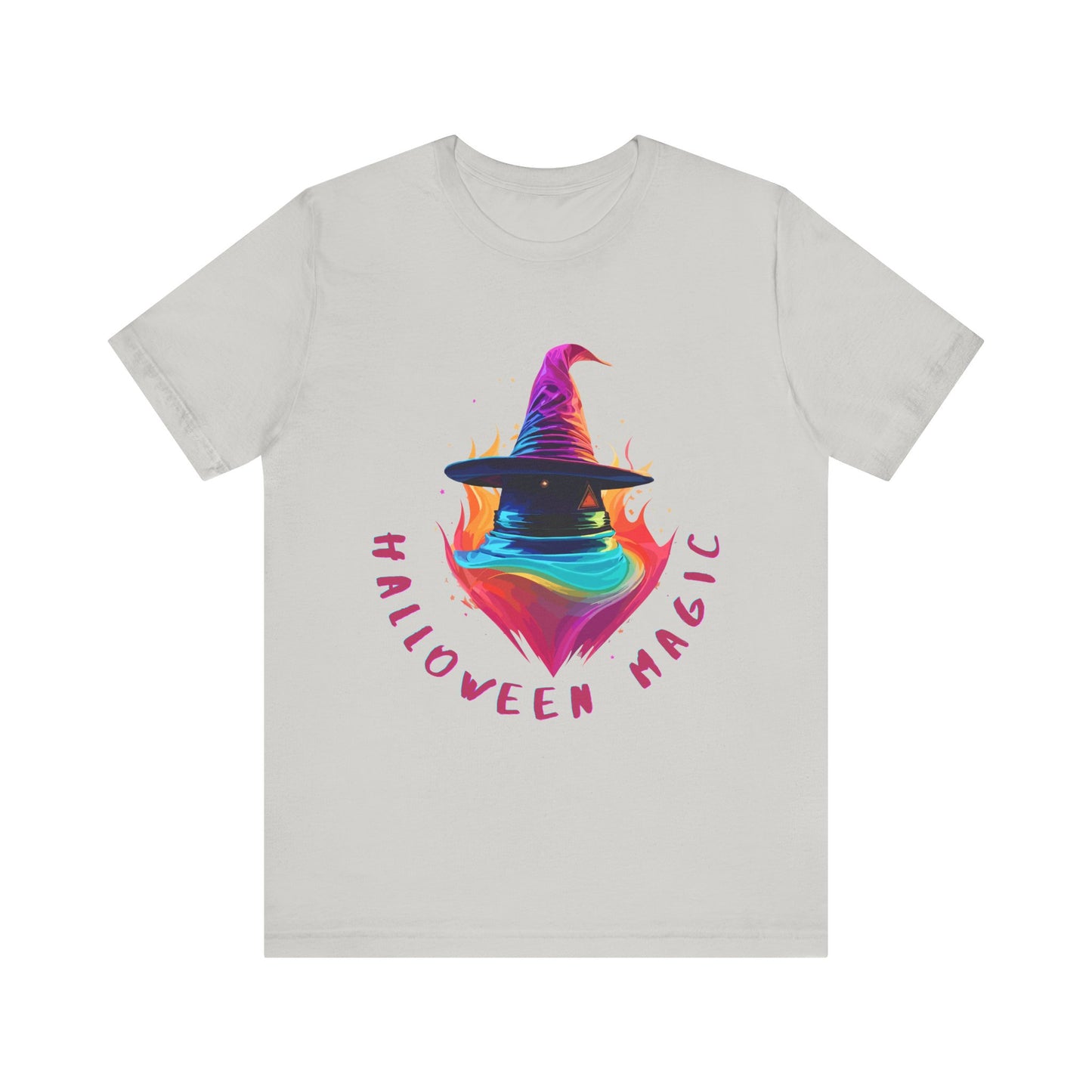 Whimsical Witch's Hat: Pop Art Neon Glow T-Shirt | Halloween Vibes Tee