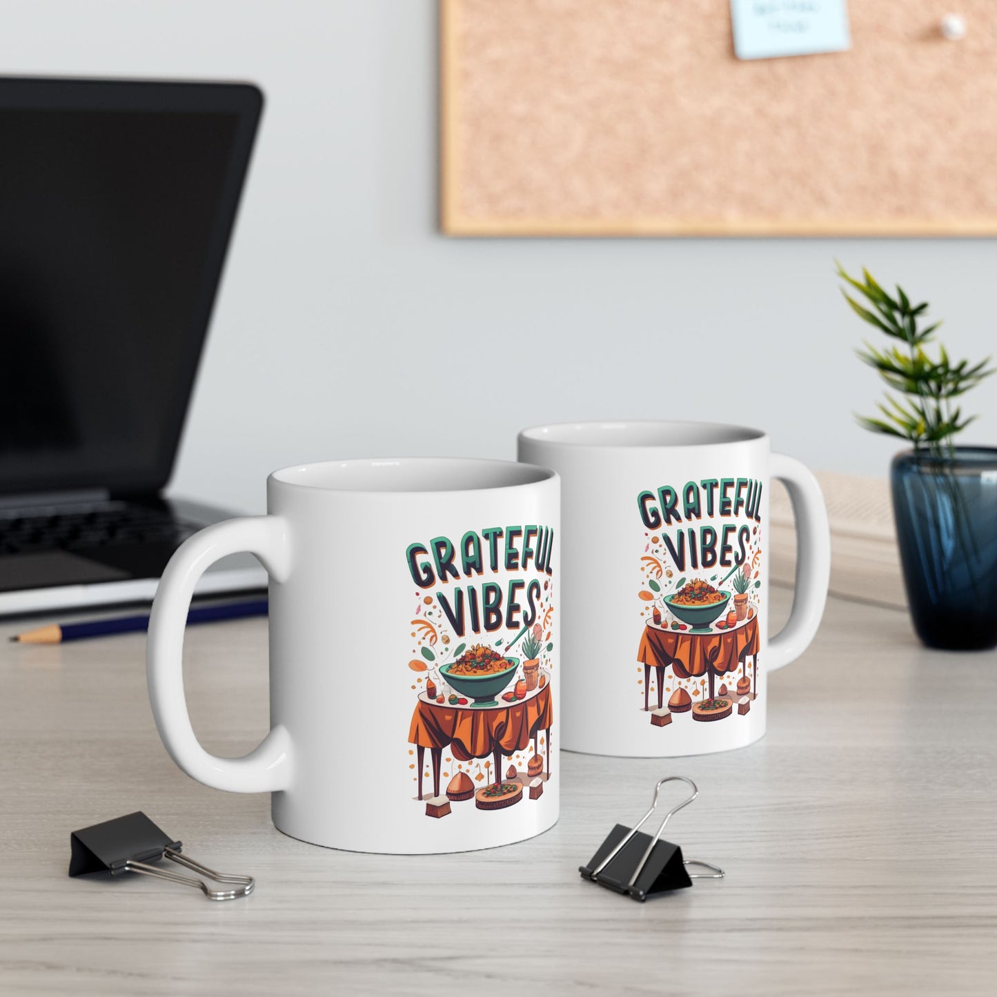 Grateful Vibes Gathering: Family Feast Mug | Festive Thanksgiving Mugs by Be Like No One (BLN1) - The Store