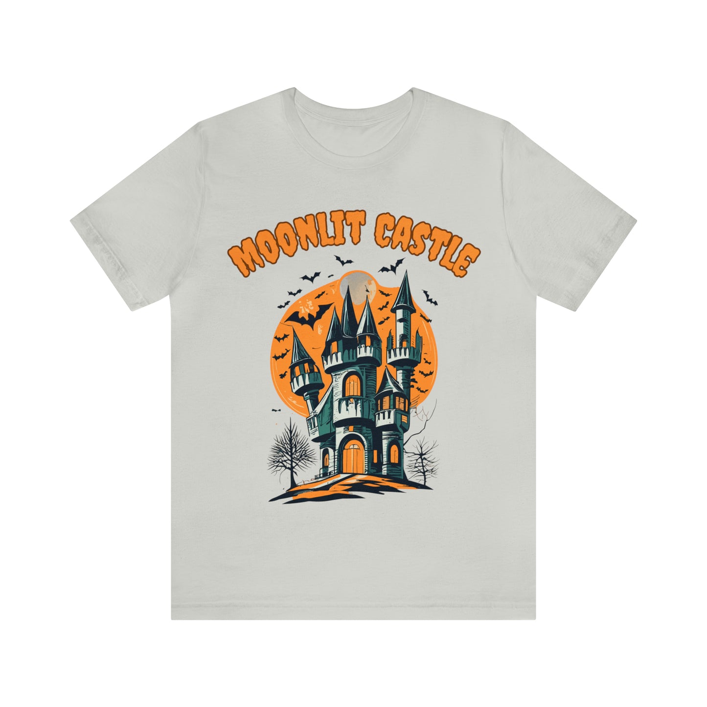 Moonlit Haunted Castle: Eerie Atmosphere T-Shirt | Halloween Vibes Tee