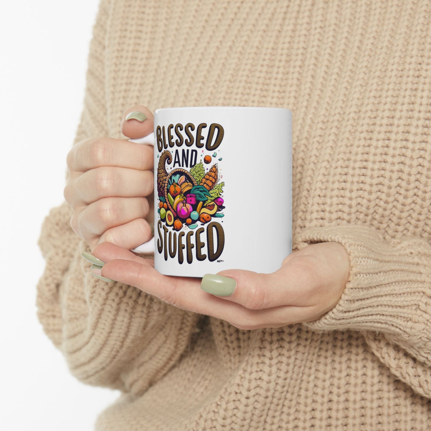 Blessed & Stuffed: Thanksgiving Bounty Mug | Cornucopia Dreams Mugs by Be Like No One (BLN1) - The Store