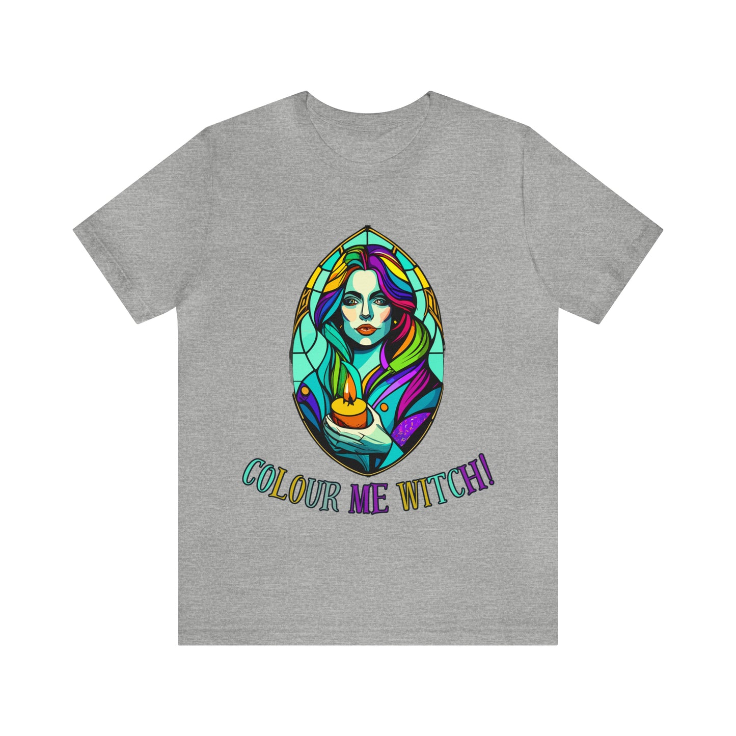 Mystical Witches' Coven: Stained Glass Candlelight T-Shirt | Halloween Vibes Tee