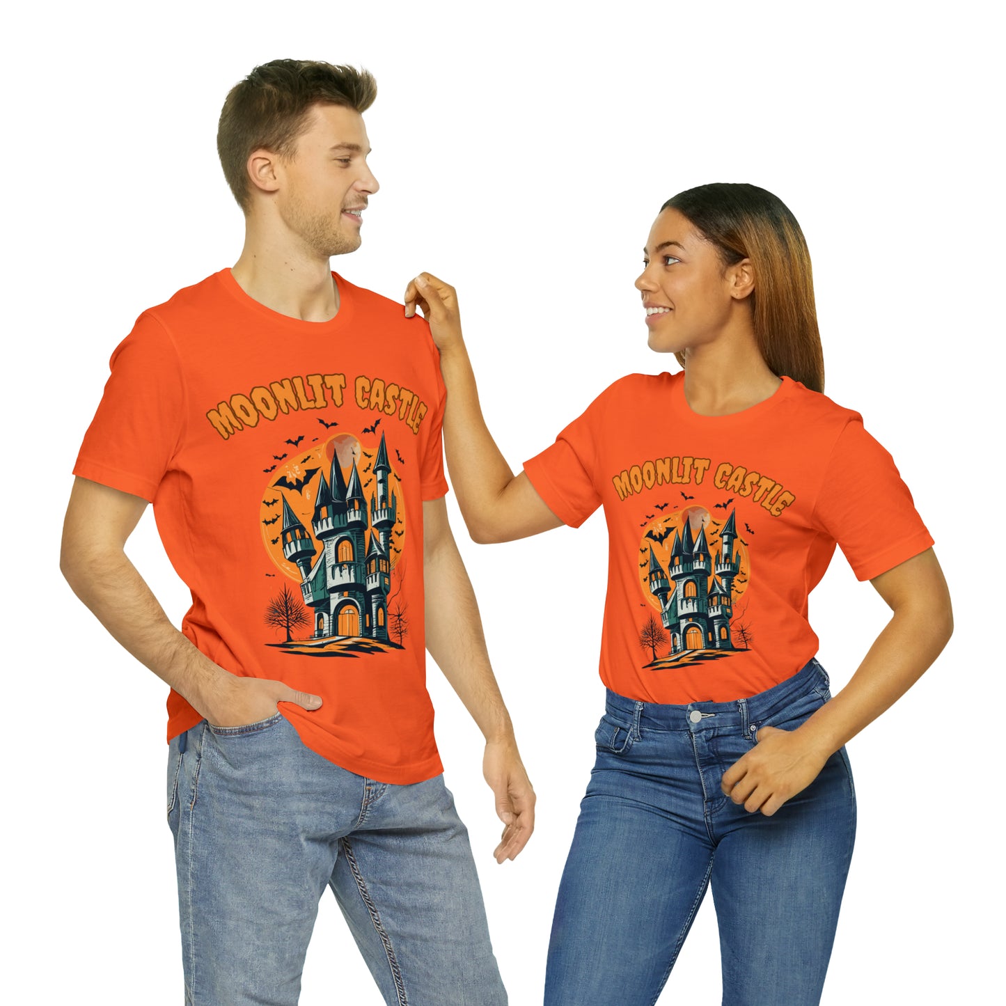 Moonlit Haunted Castle: Eerie Atmosphere T-Shirt | Halloween Vibes Tee