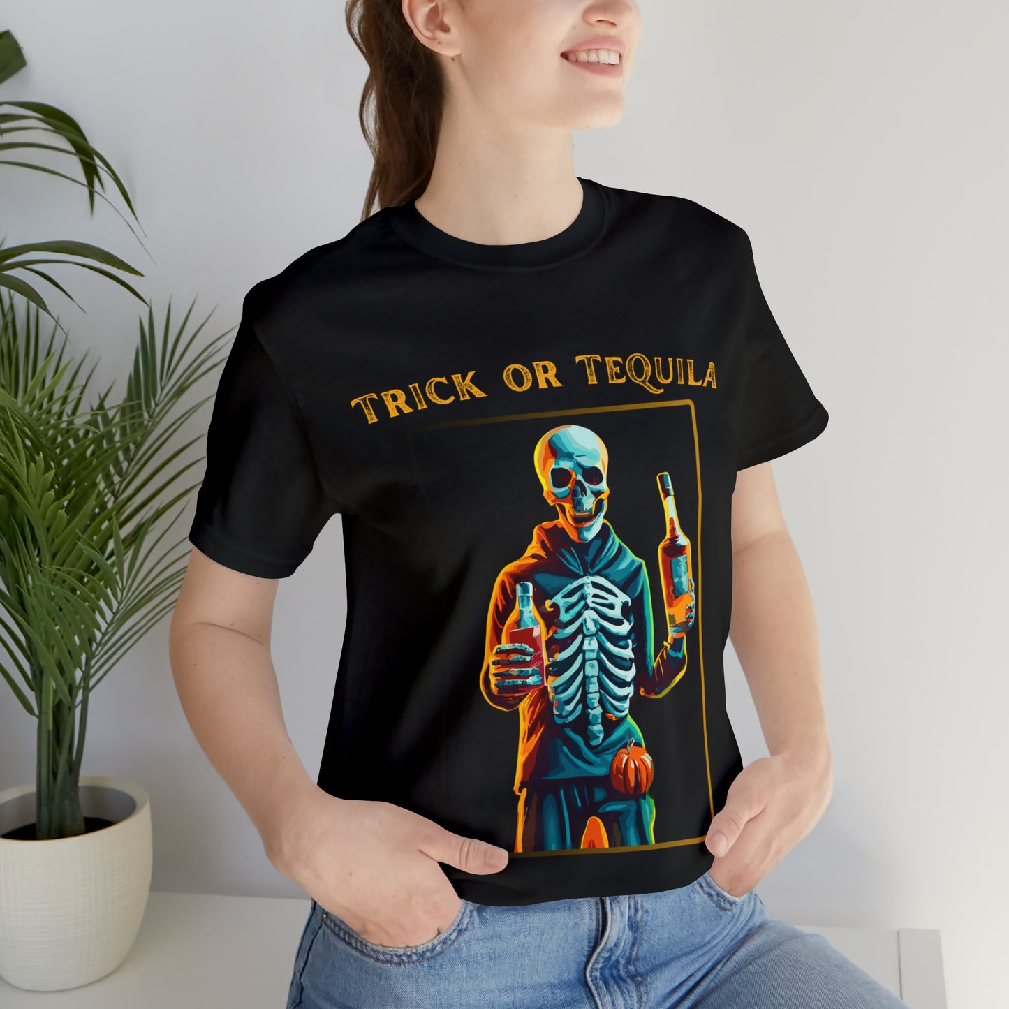 Spooky Skeleton: Trick or Tequila Halloween T-Shirt | Halloween Vibes Tee