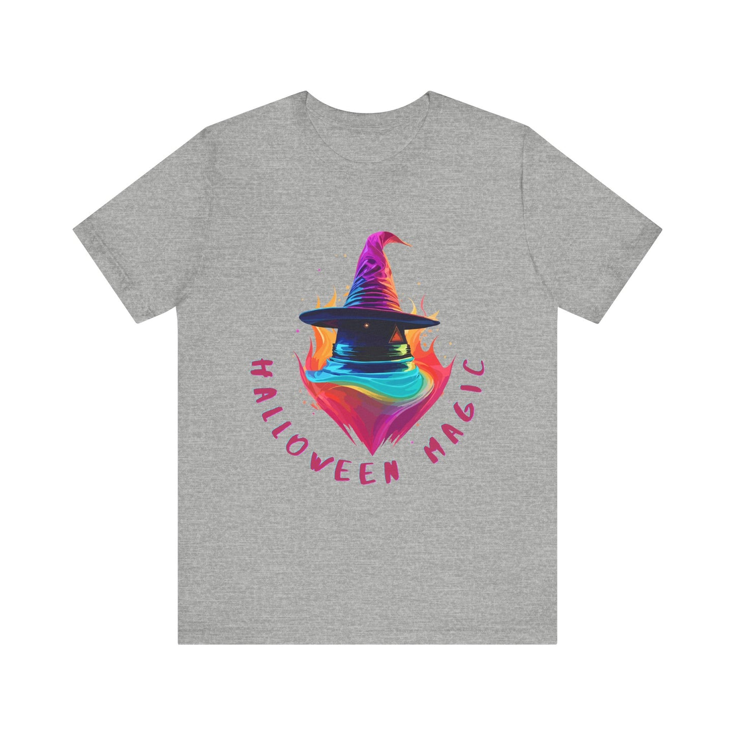 Whimsical Witch's Hat: Pop Art Neon Glow T-Shirt | Halloween Vibes Tee