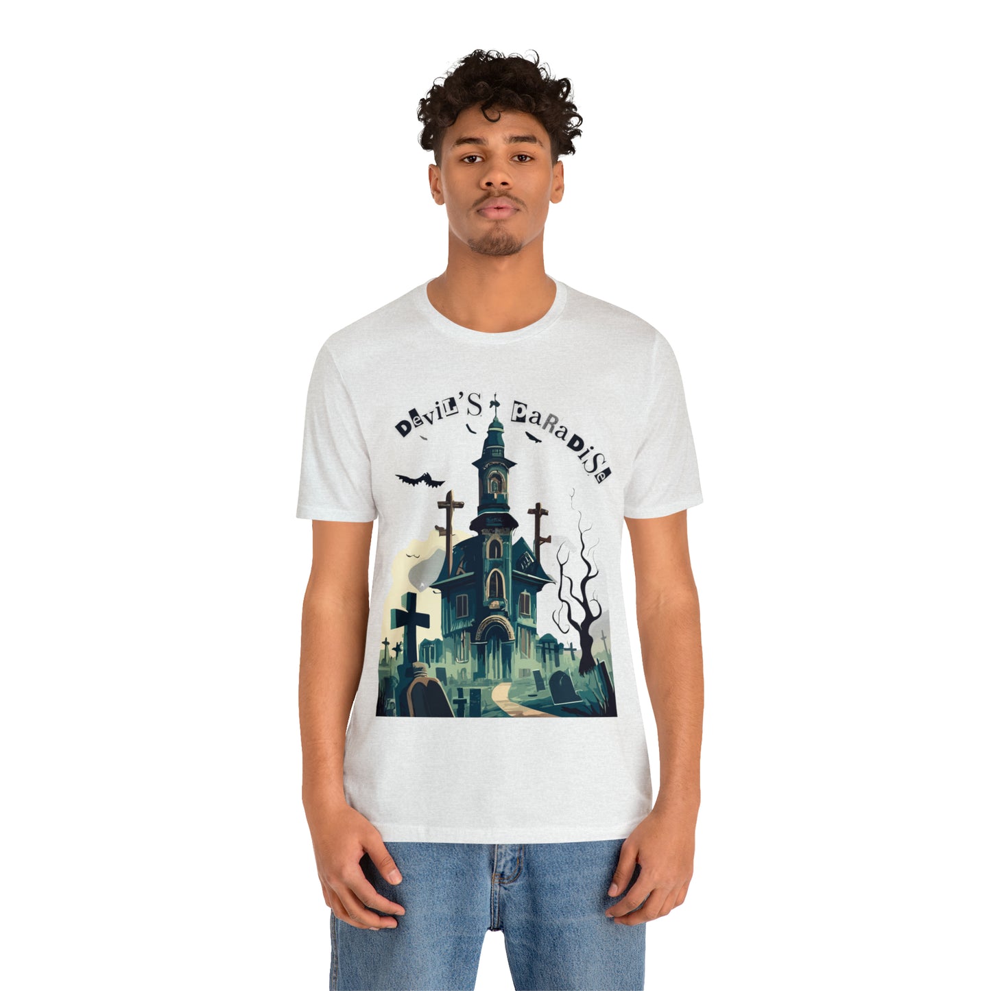 Solemn Haunted Graveyard: Pointillism T-Shirt | Halloween Vibes Tee