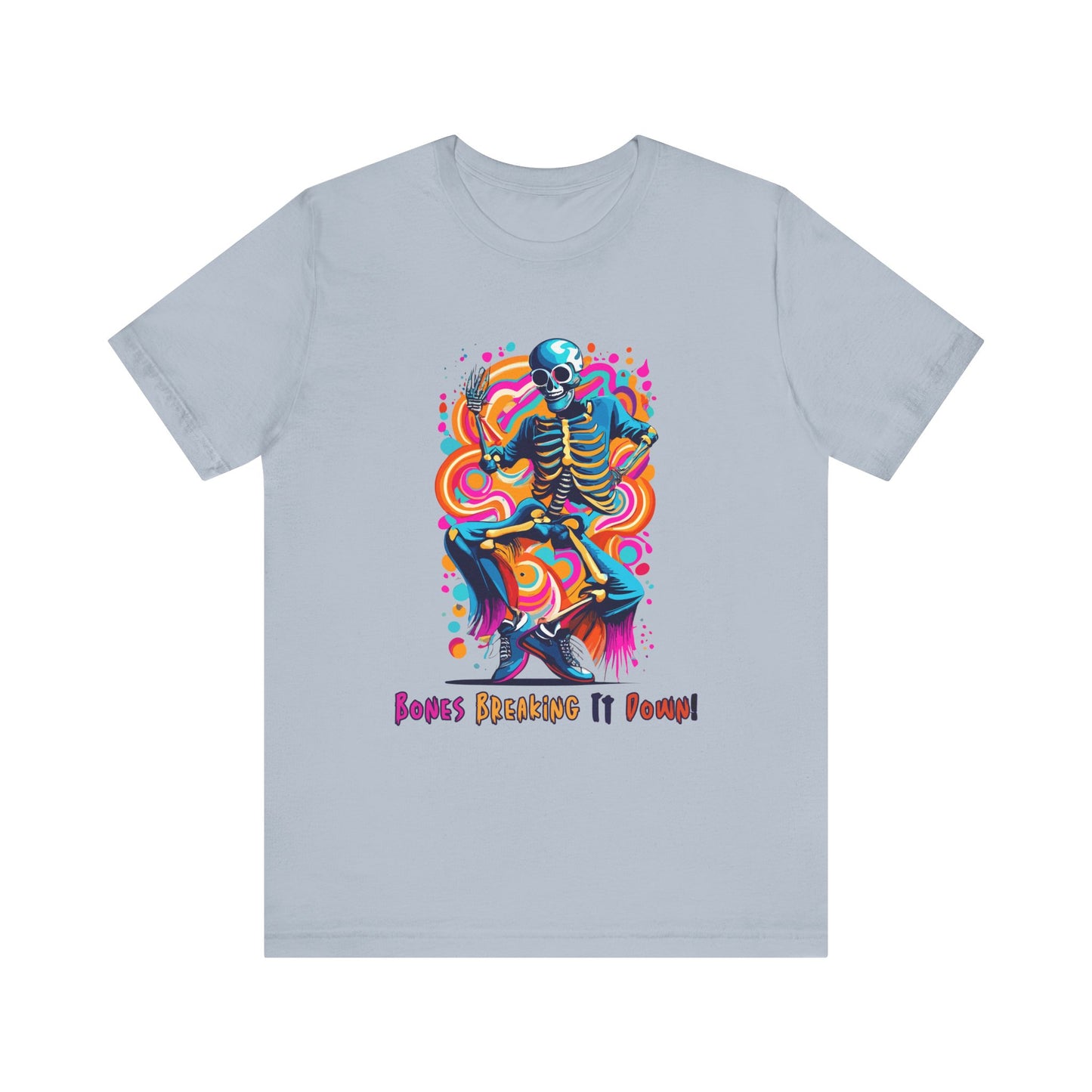 Festive Skeleton Dance: Cubist Abstraction T-Shirt | Halloween Vibes Tee