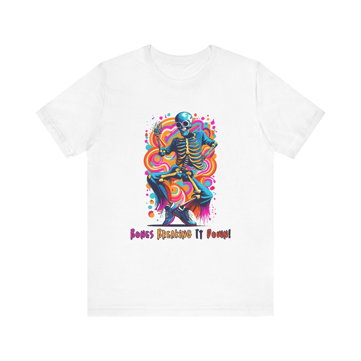 Festive Skeleton Dance: Cubist Abstraction T-Shirt | Halloween Vibes Tee