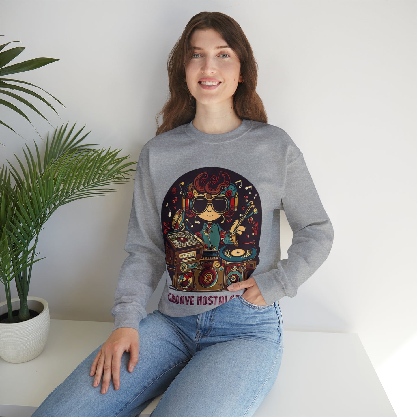 Groove Nostalgia Sweatshirt | Vintage Vinyl Lover Unisex Sweatshirt