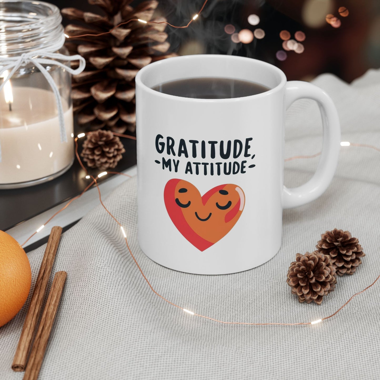 Gratitude Attitude: Thankful Hearts Mug | Serene Thanksgiving Mugs by Be Like No One (BLN1) - The Store