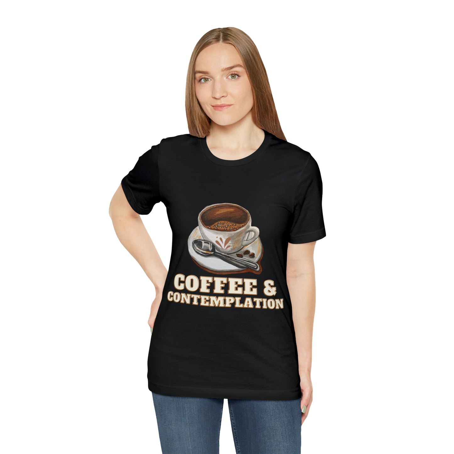 Caffeine & Contemplation Vibes: Unisex Jersey Tee | Fuel for Thoughts T-Shirts