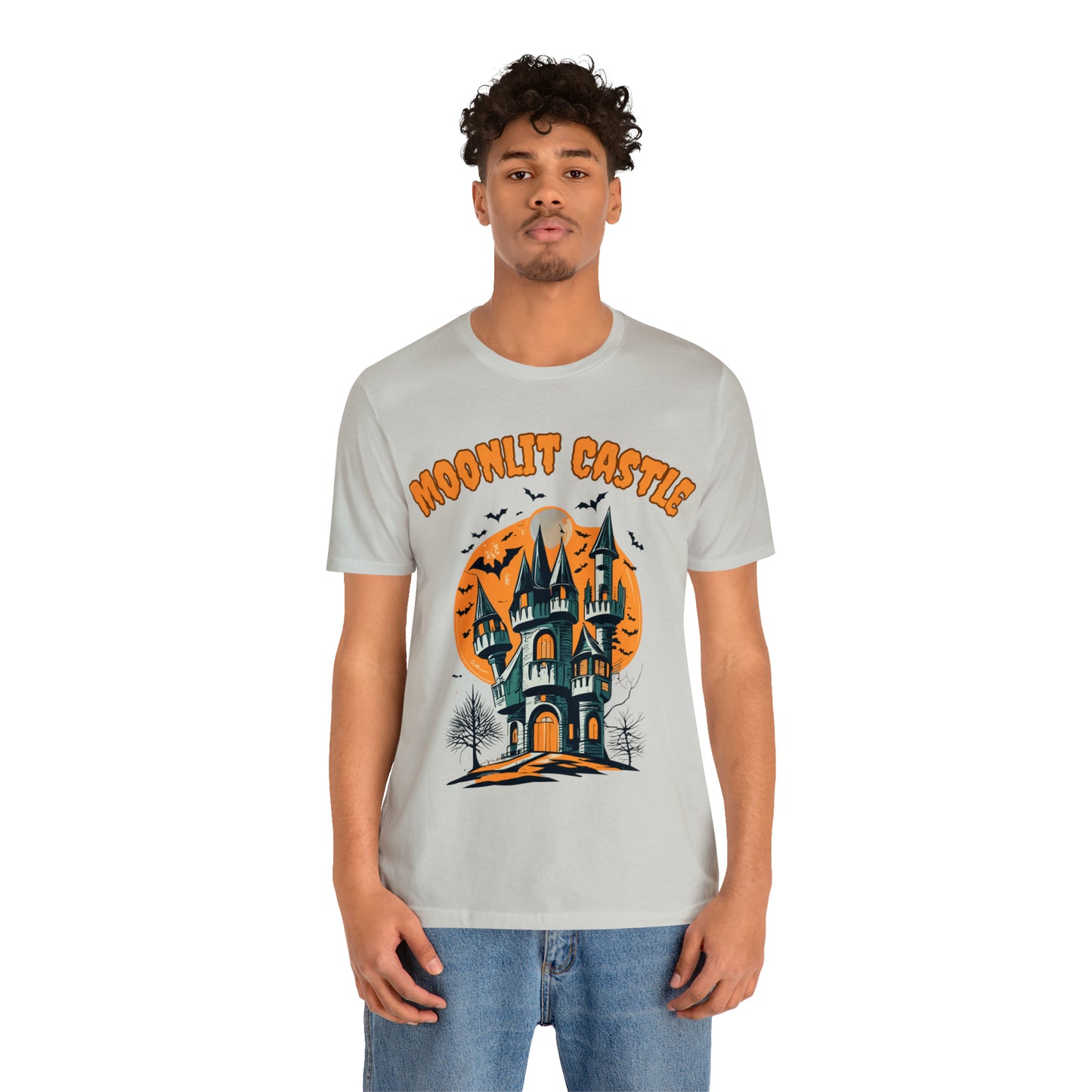 Moonlit Haunted Castle: Eerie Atmosphere T-Shirt | Halloween Vibes Tee