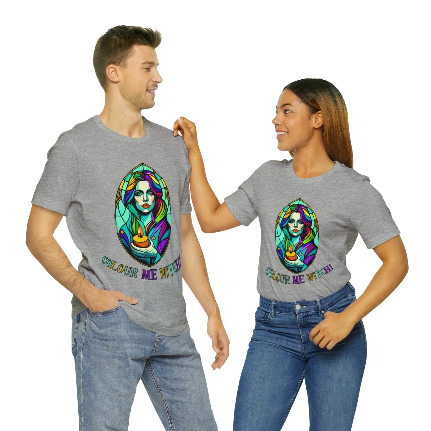 Mystical Witches' Coven: Stained Glass Candlelight T-Shirt | Halloween Vibes Tee