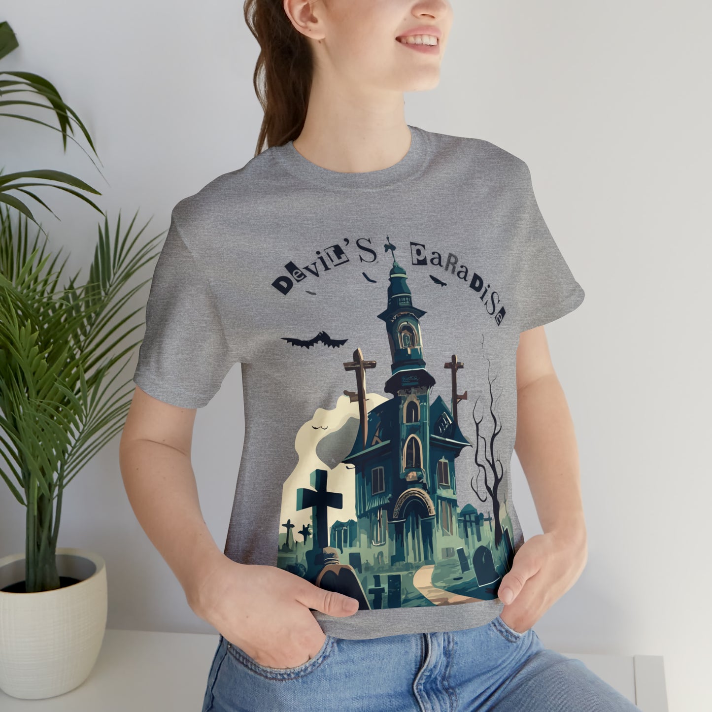 Solemn Haunted Graveyard: Pointillism T-Shirt | Halloween Vibes Tee