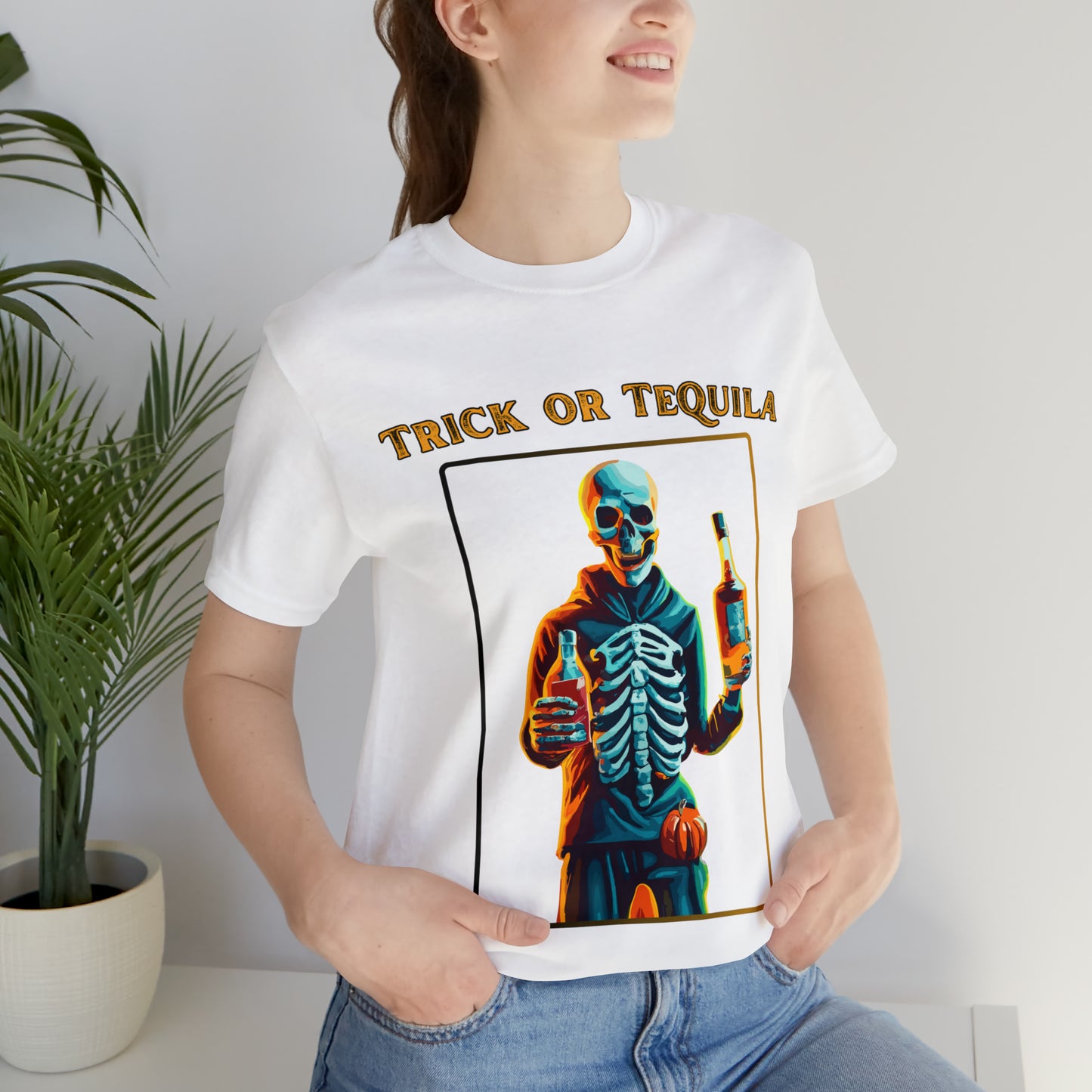 Spooky Skeleton: Trick or Tequila Halloween T-Shirt | Halloween Vibes Tee