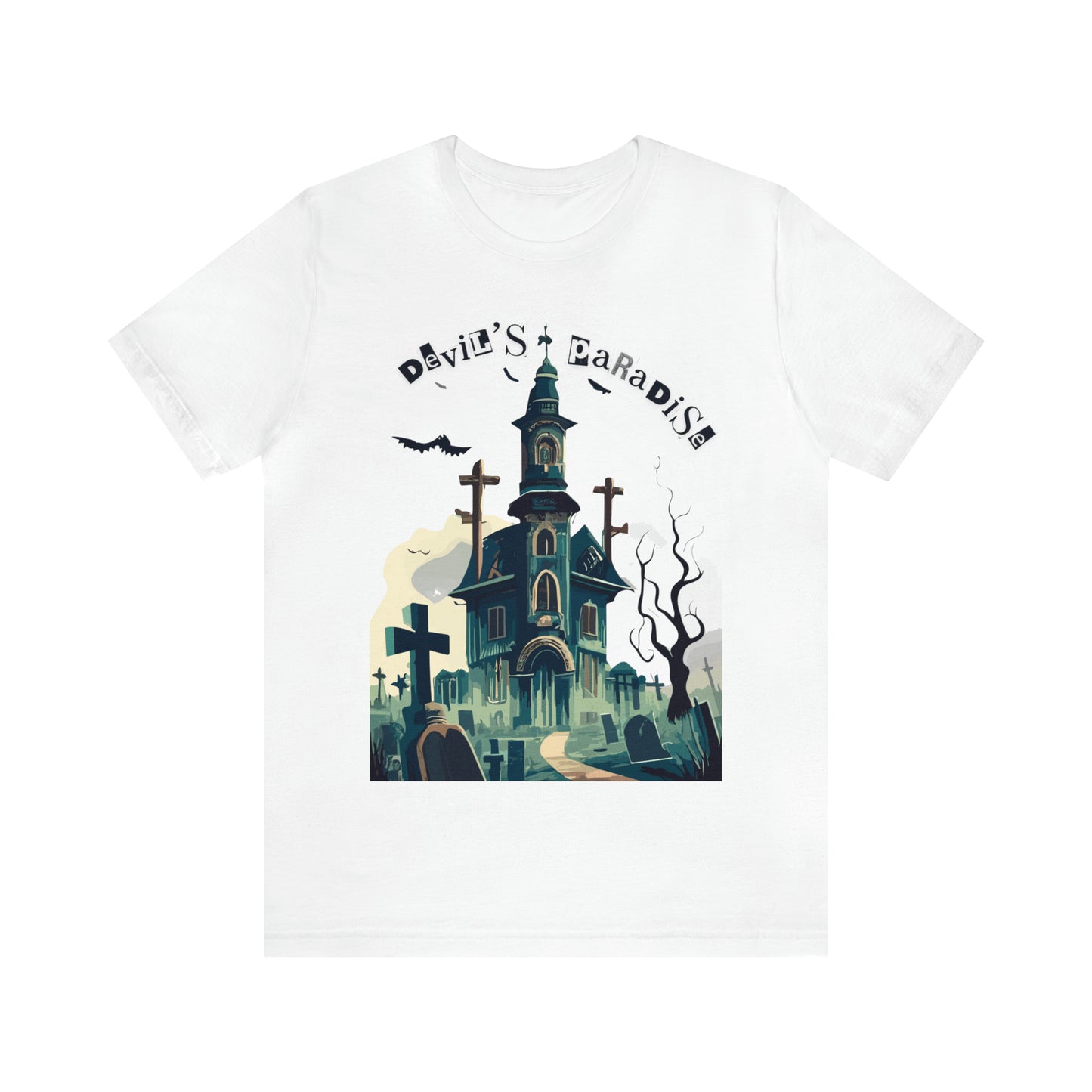 Solemn Haunted Graveyard: Pointillism T-Shirt | Halloween Vibes Tee